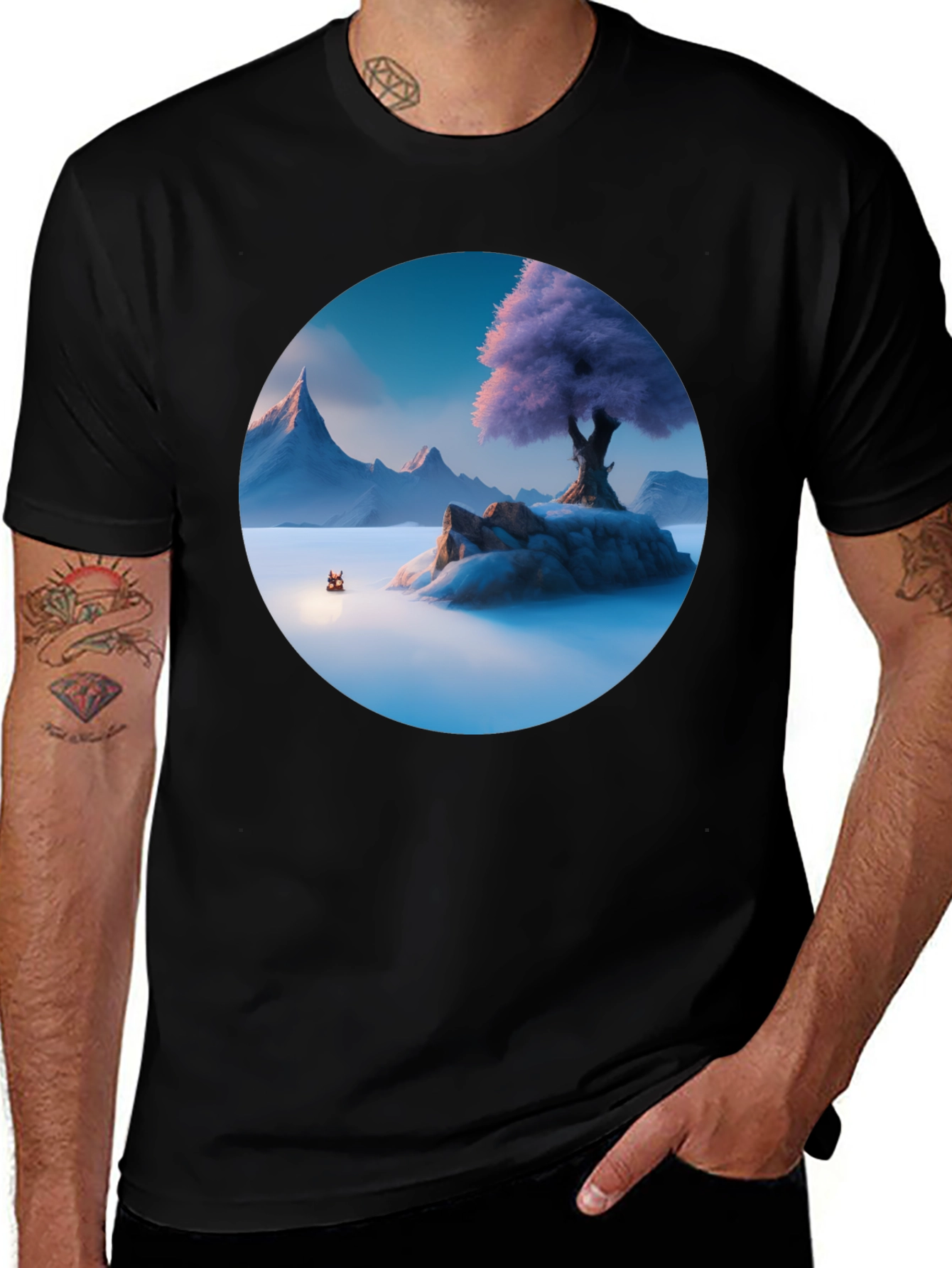 Mystic Isle Graphic Tee - Men's Black T-Shirt