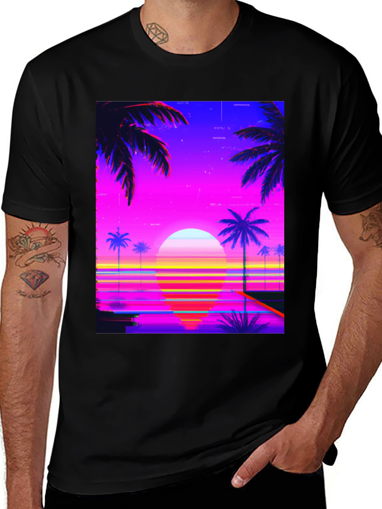 Variant 23 of Vaporwave Sunset Graphic Tee