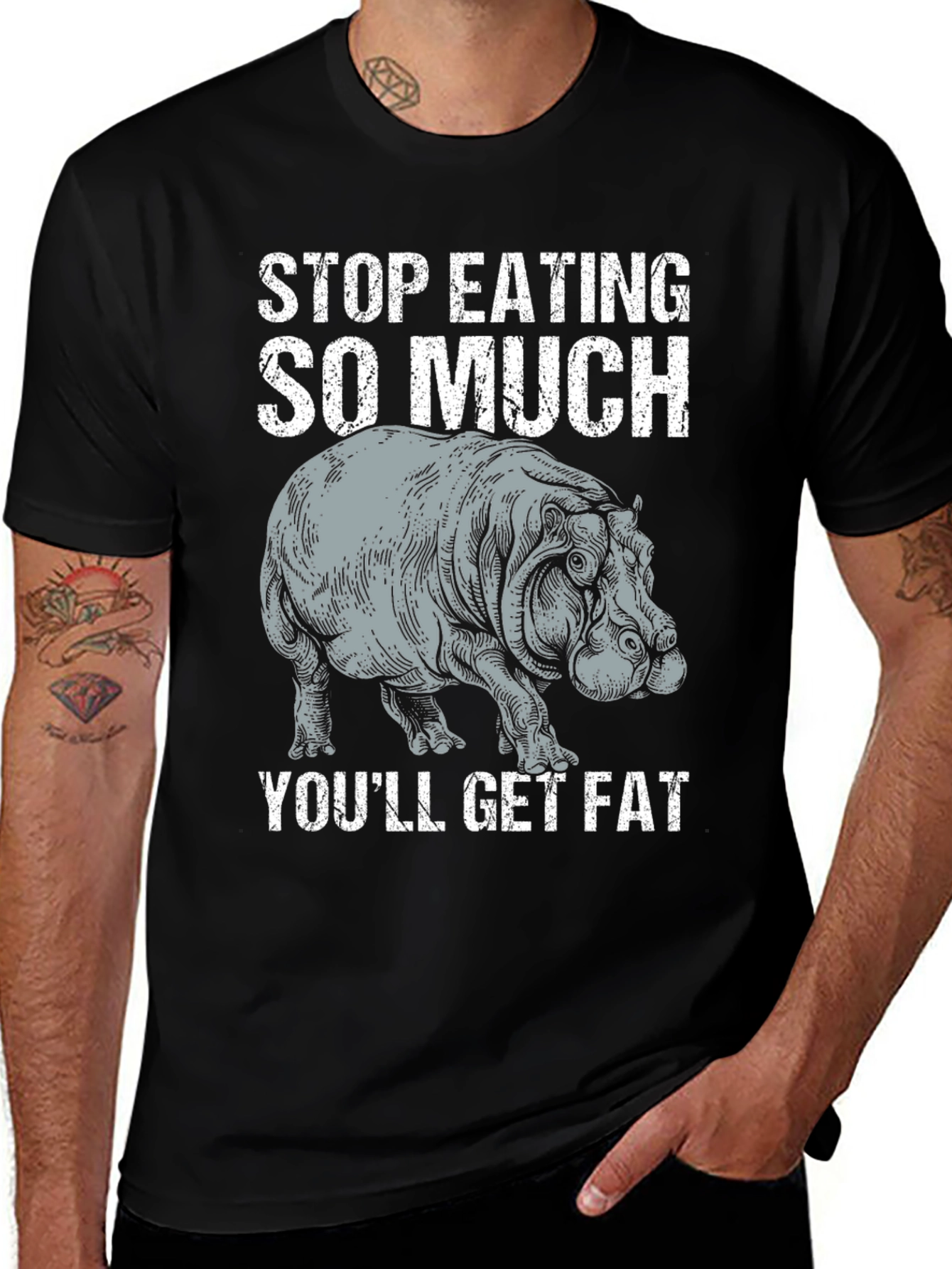 Variant 26 of Stop Eating So Much Hippo Graphic T-Shirt