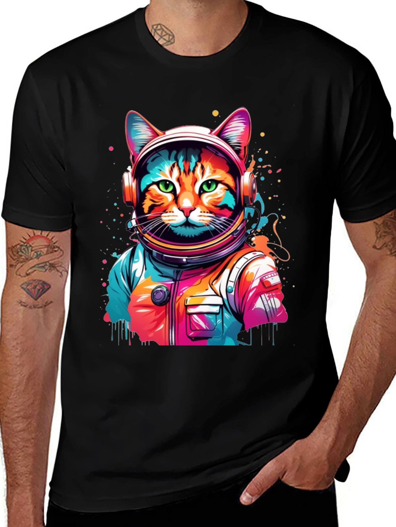 Variant 2 of Astronaut Cat T-Shirt - Space Kitty Tee