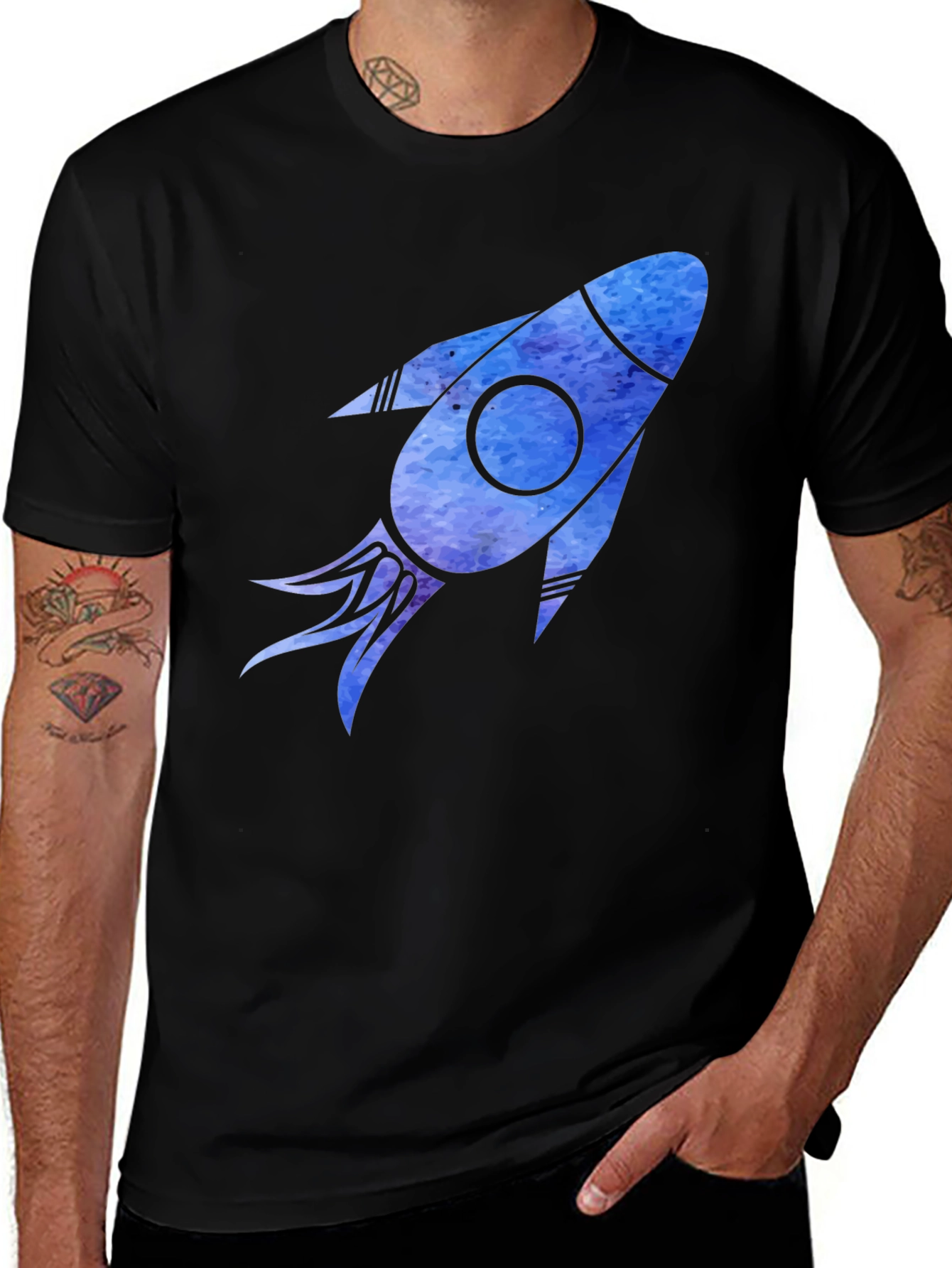 Variant 28 of Rocket Graphic Black T-Shirt - Space Adventure Tee