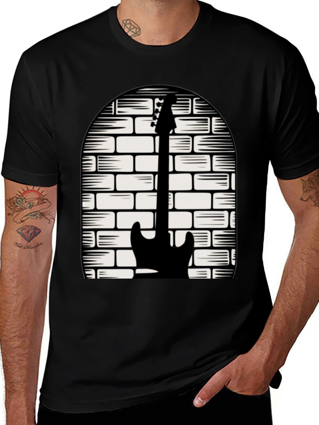 Guitar Brick Wall Graphic Tee