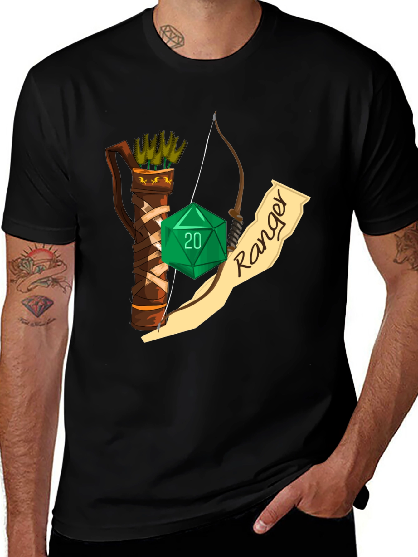 D&D Ranger T-Shirt: Dice, Bow, and Arrows!