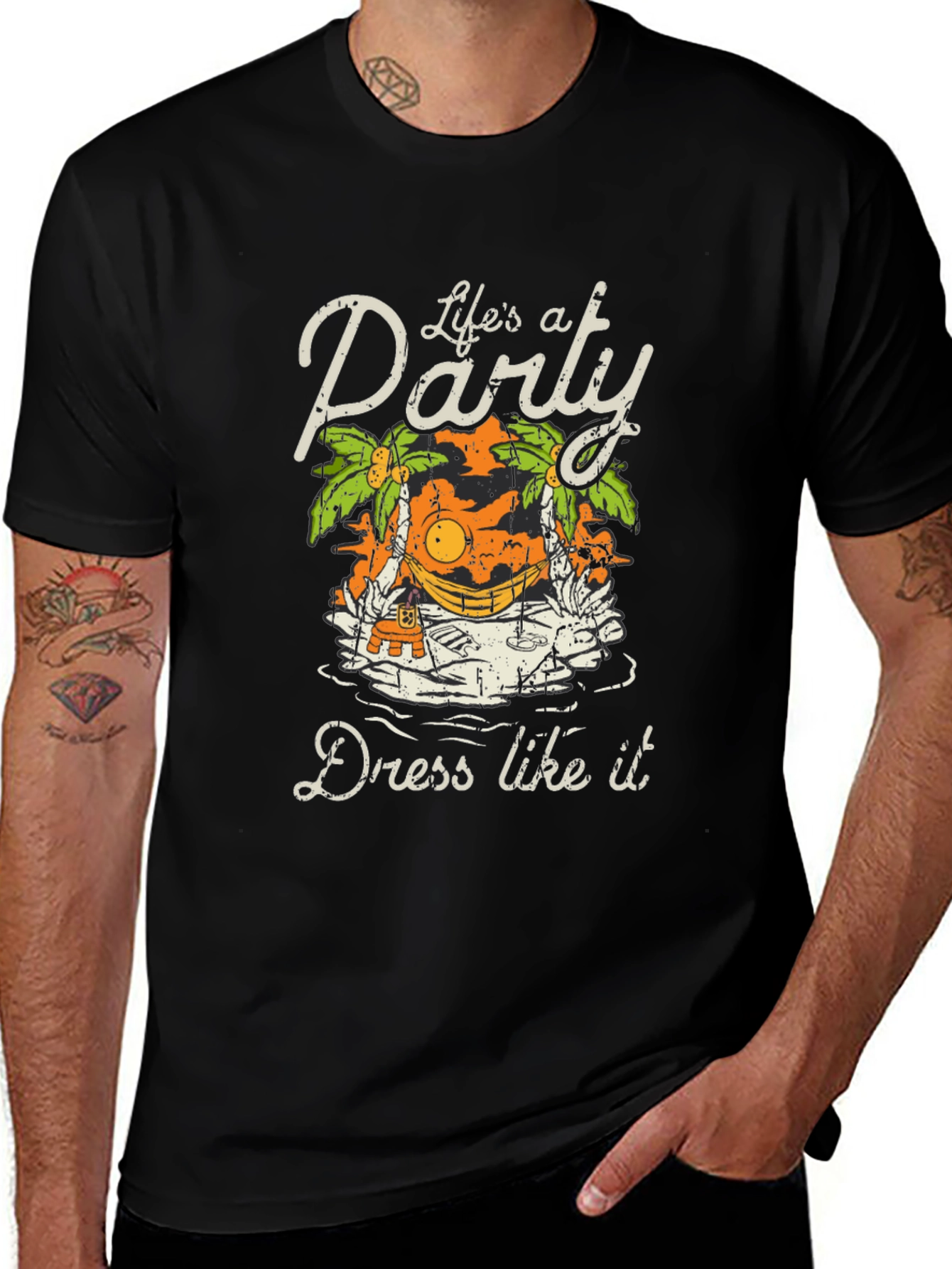 Variant 14 of Life's a Party Graphic Tee - Black