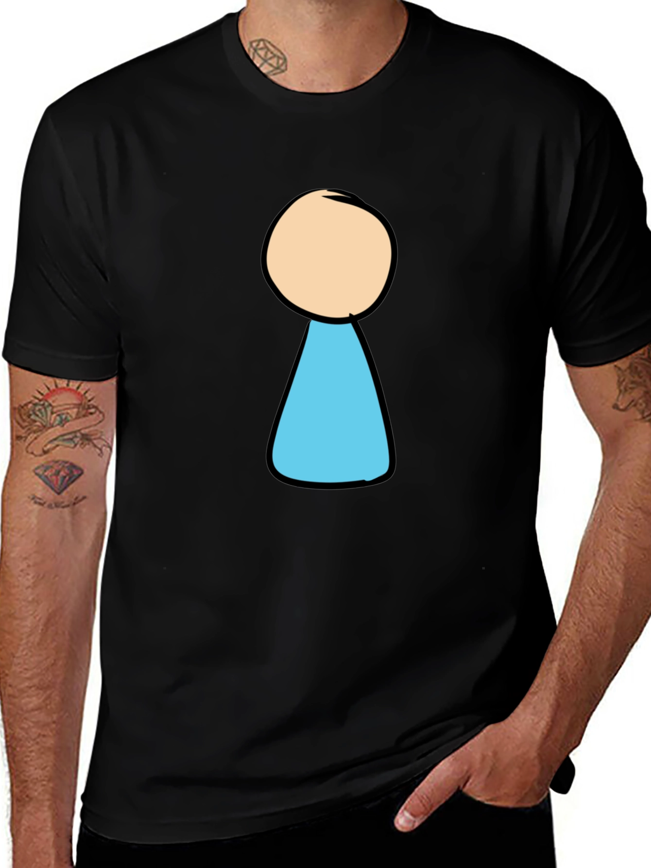 Variant 5 of Black T-Shirt with Cartoon Keyhole Design