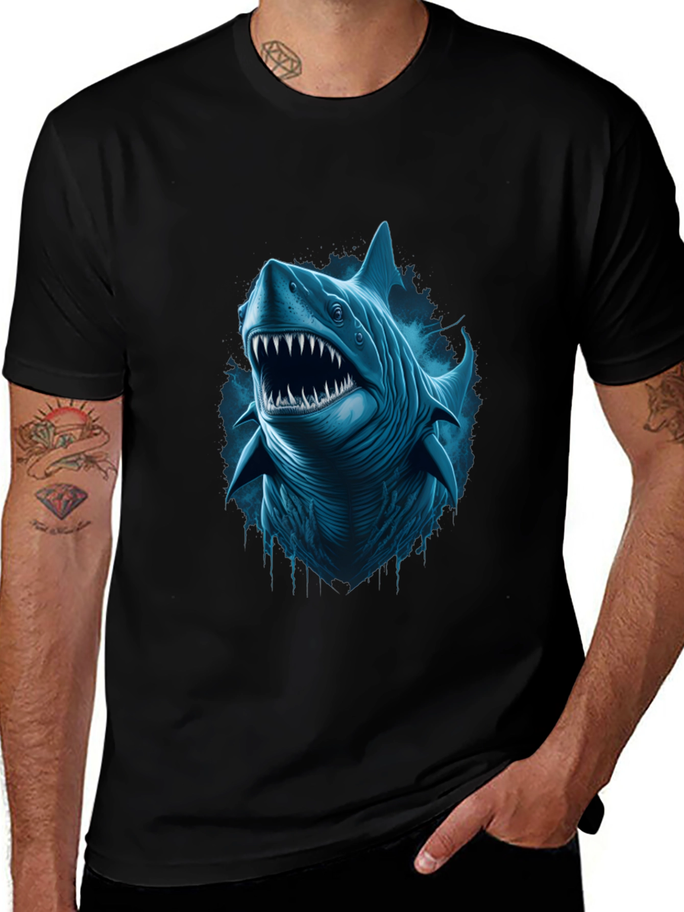 Variant 24 of Shark Graphic Tee - Stylish Black T-Shirt for Men