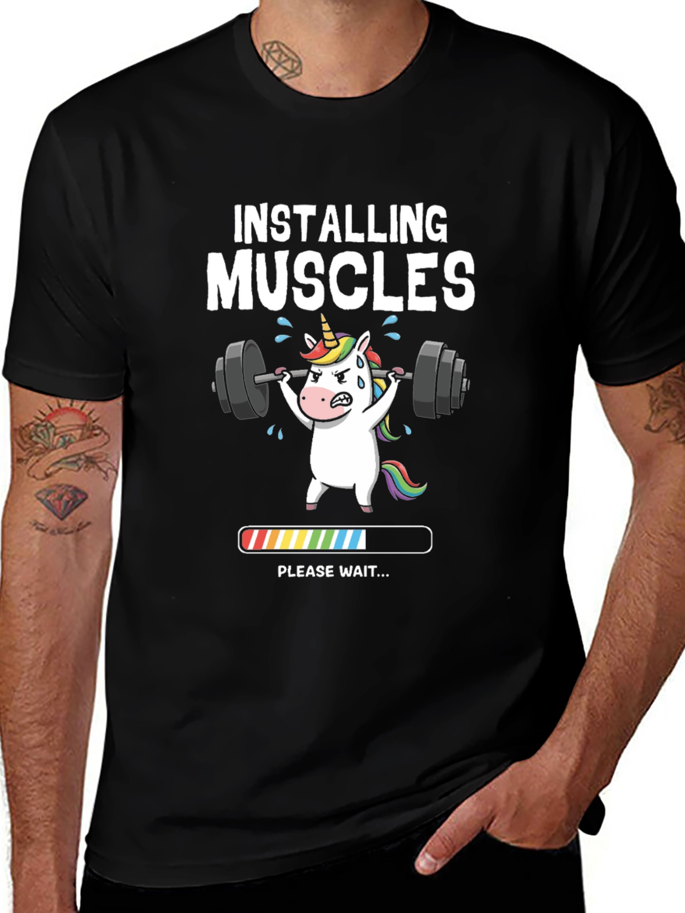 Variant 4 of Installing Muscles Unicorn Graphic Tee