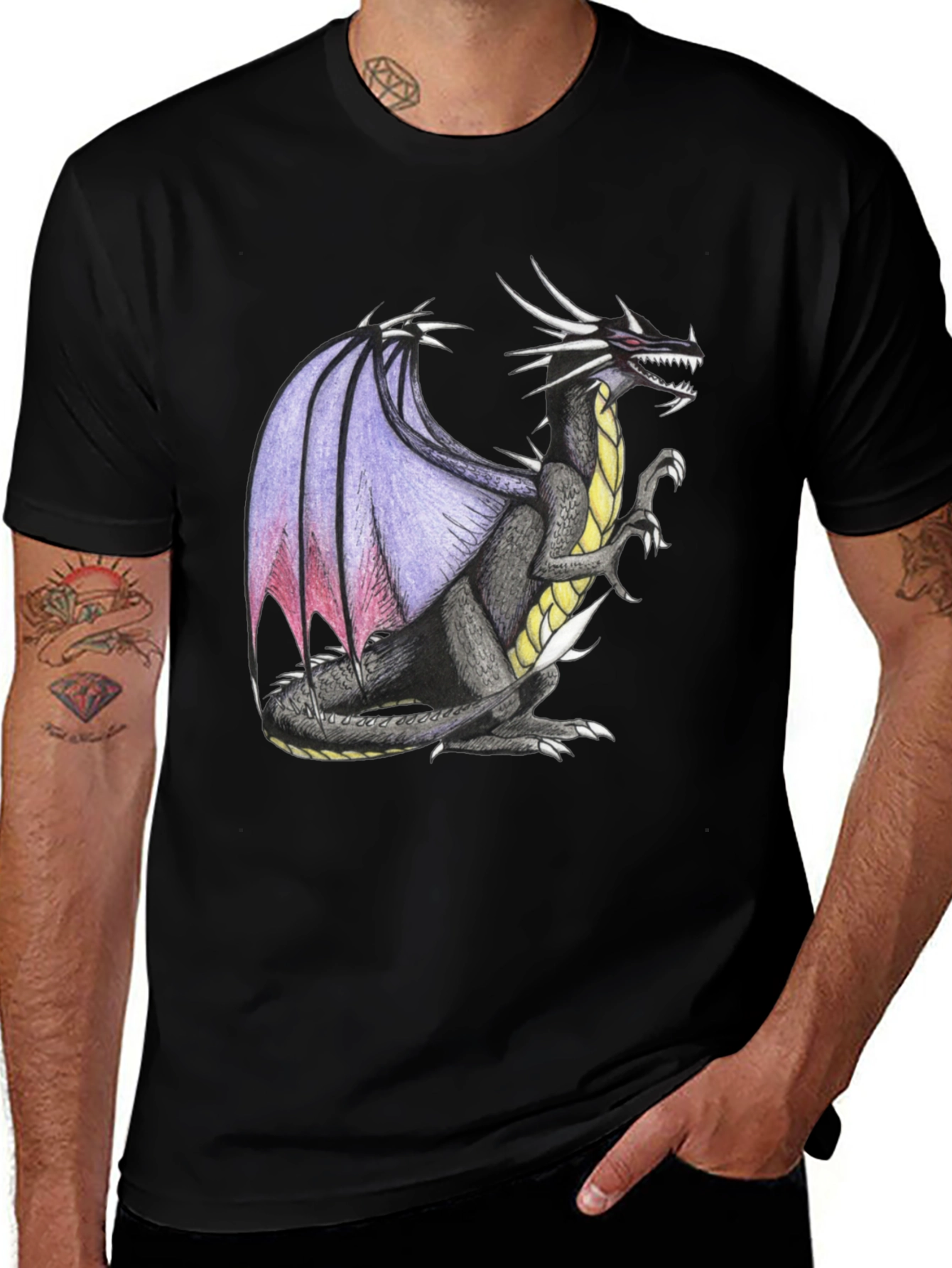 Variant 17 of Dragon Graphic Tee - Men's Black T-Shirt