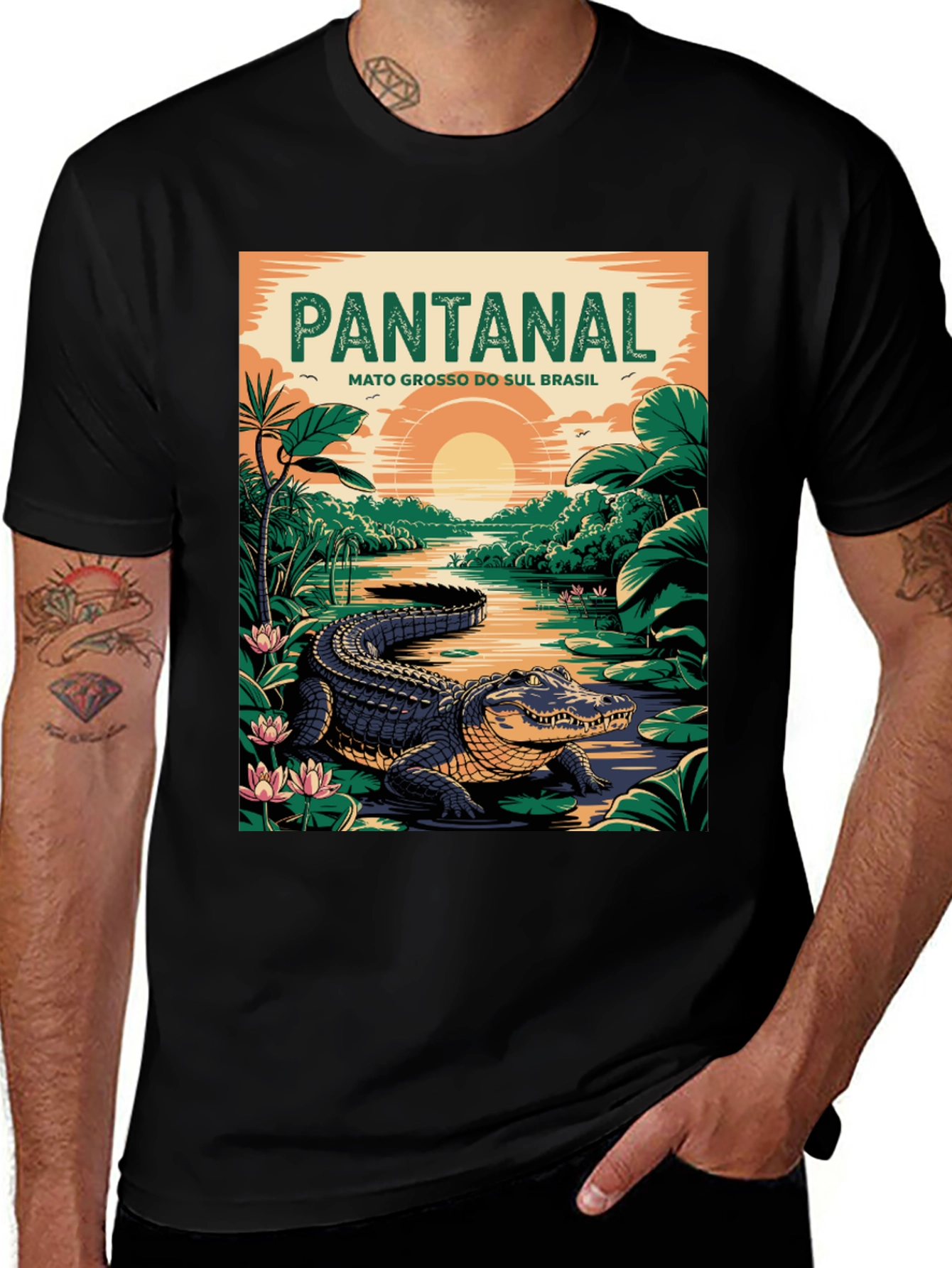 Pantanal Crocodile Graphic Tee - Mato Grosso do Sul Brazil T-Shirt