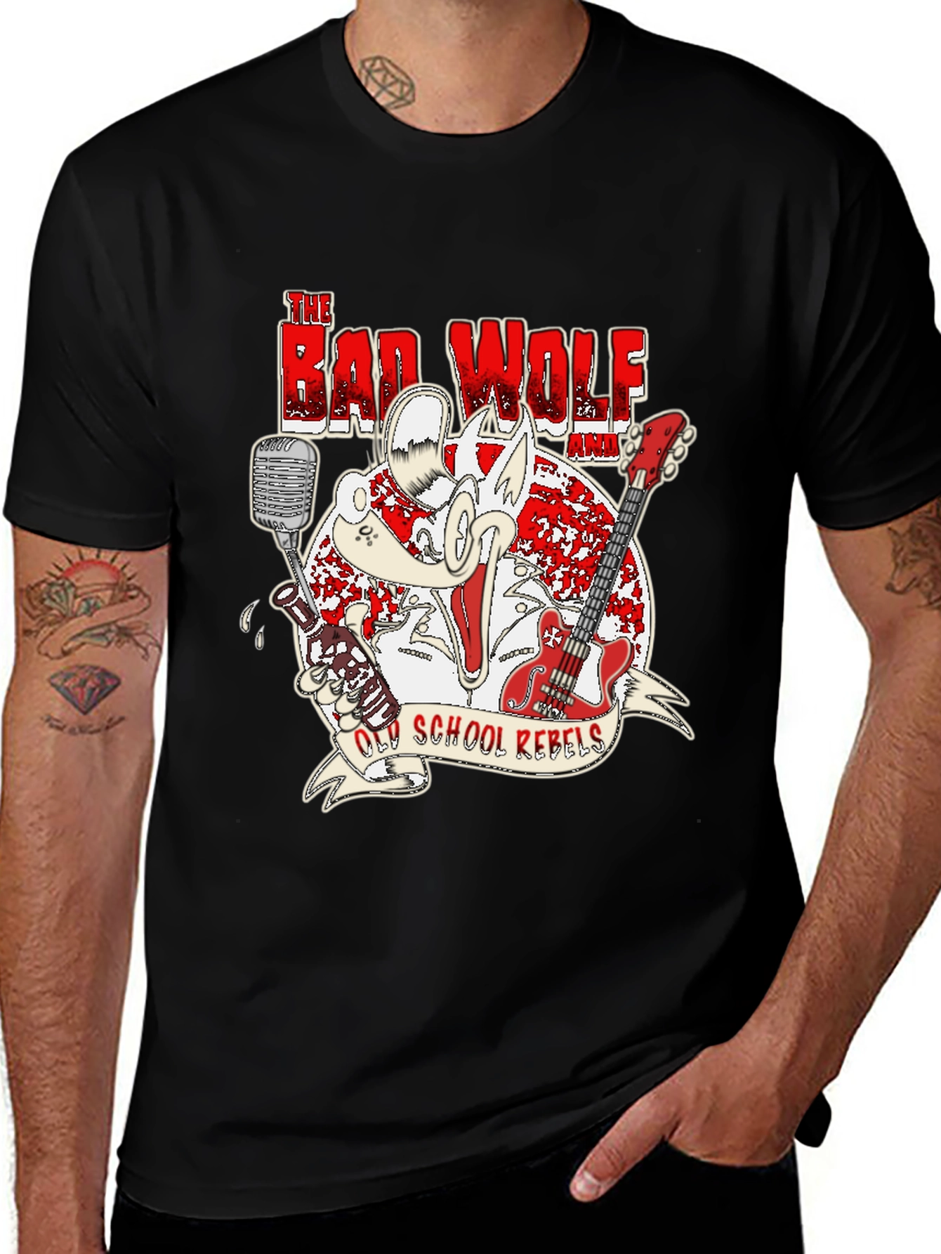 Variant 12 of Bad Wolf Old School Rebels Black T-Shirt