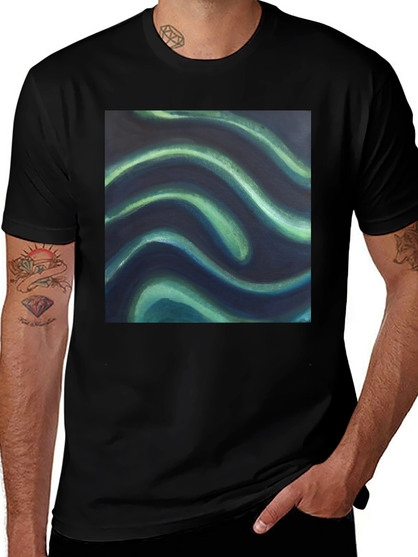 Abstract Wave Graphic Tee - Modern Art Shirt