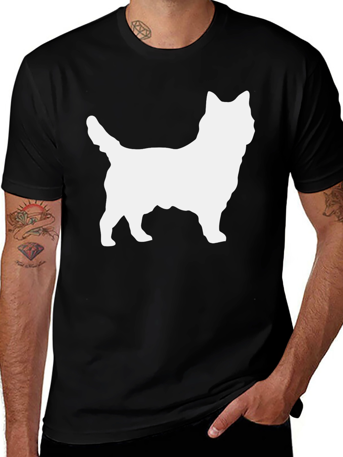 Variant 11 of Dog Silhouette Graphic T-Shirt - Black