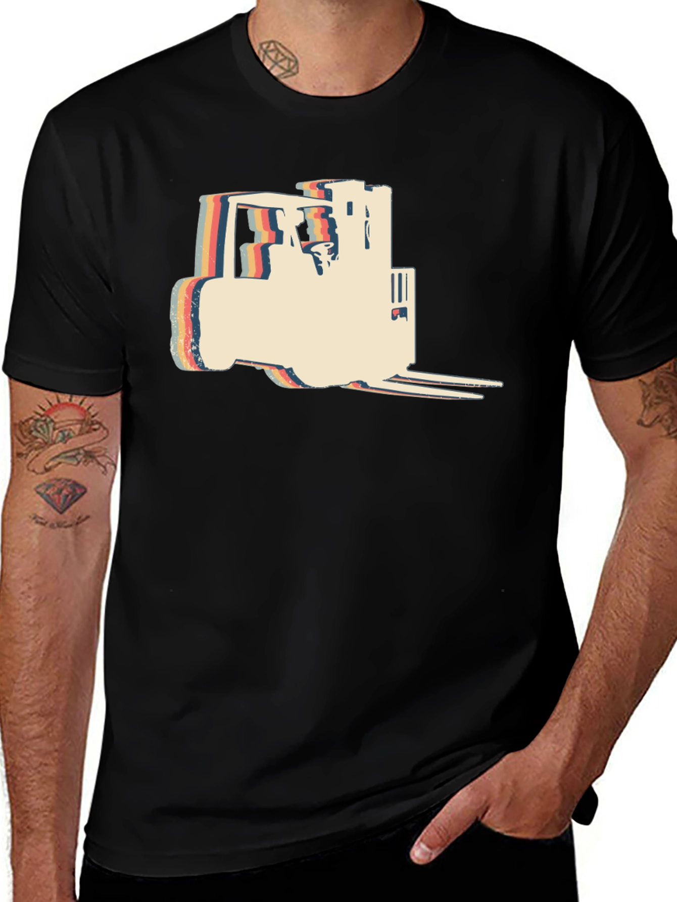 Variant 12 of Retro Forklift Graphic Tee - Black
