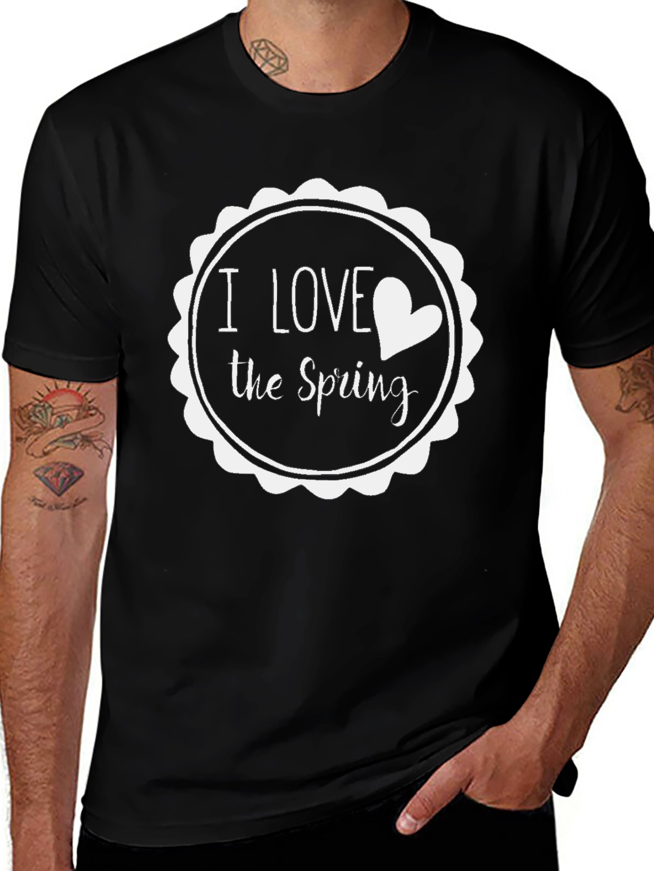 Variant 30 of I Love the Spring Graphic Tee - Black