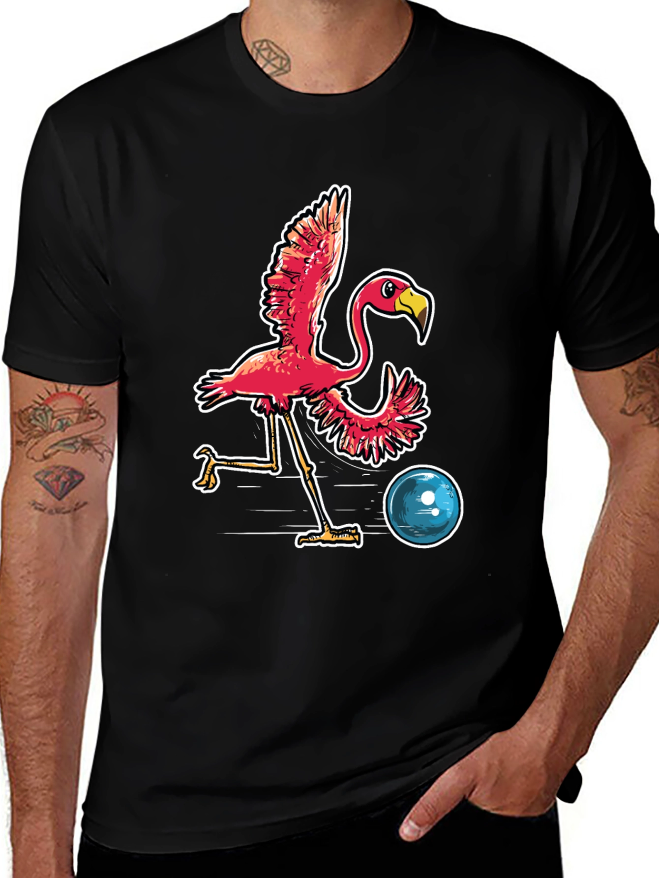 Variant 20 of Flamingo Bowling T-Shirt - Strike in Style!