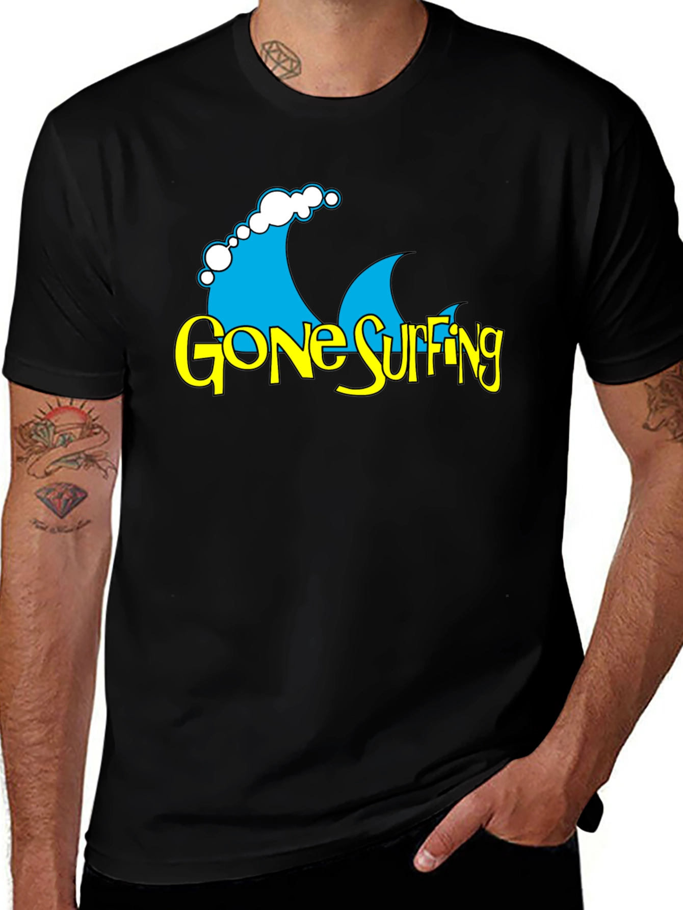 Variant 19 of Gone Surfing Graphic T-Shirt - Black Cotton Tee
