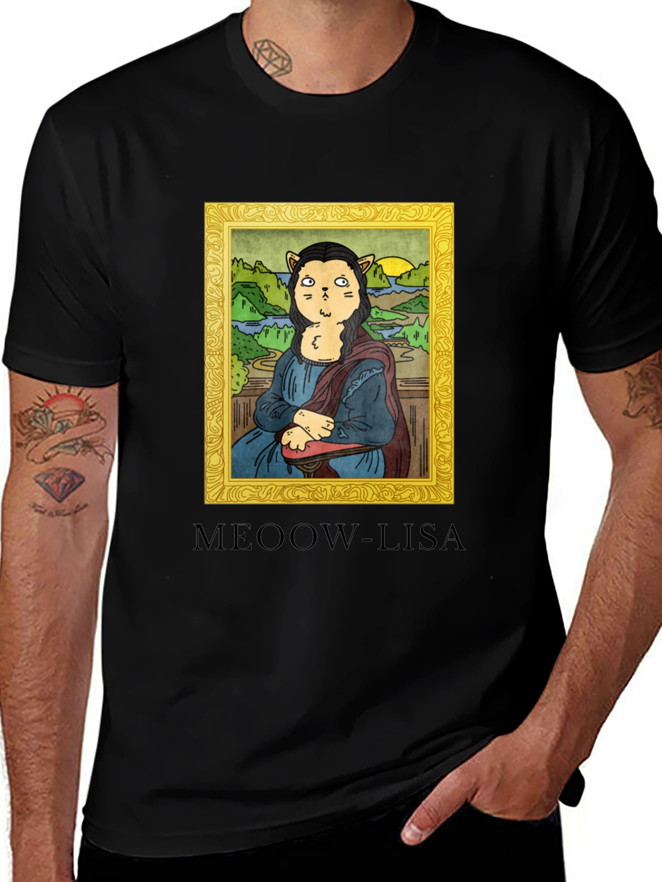 Variant 29 of Meoow-Lisa T-Shirt: Cat Mona Lisa Art Tee