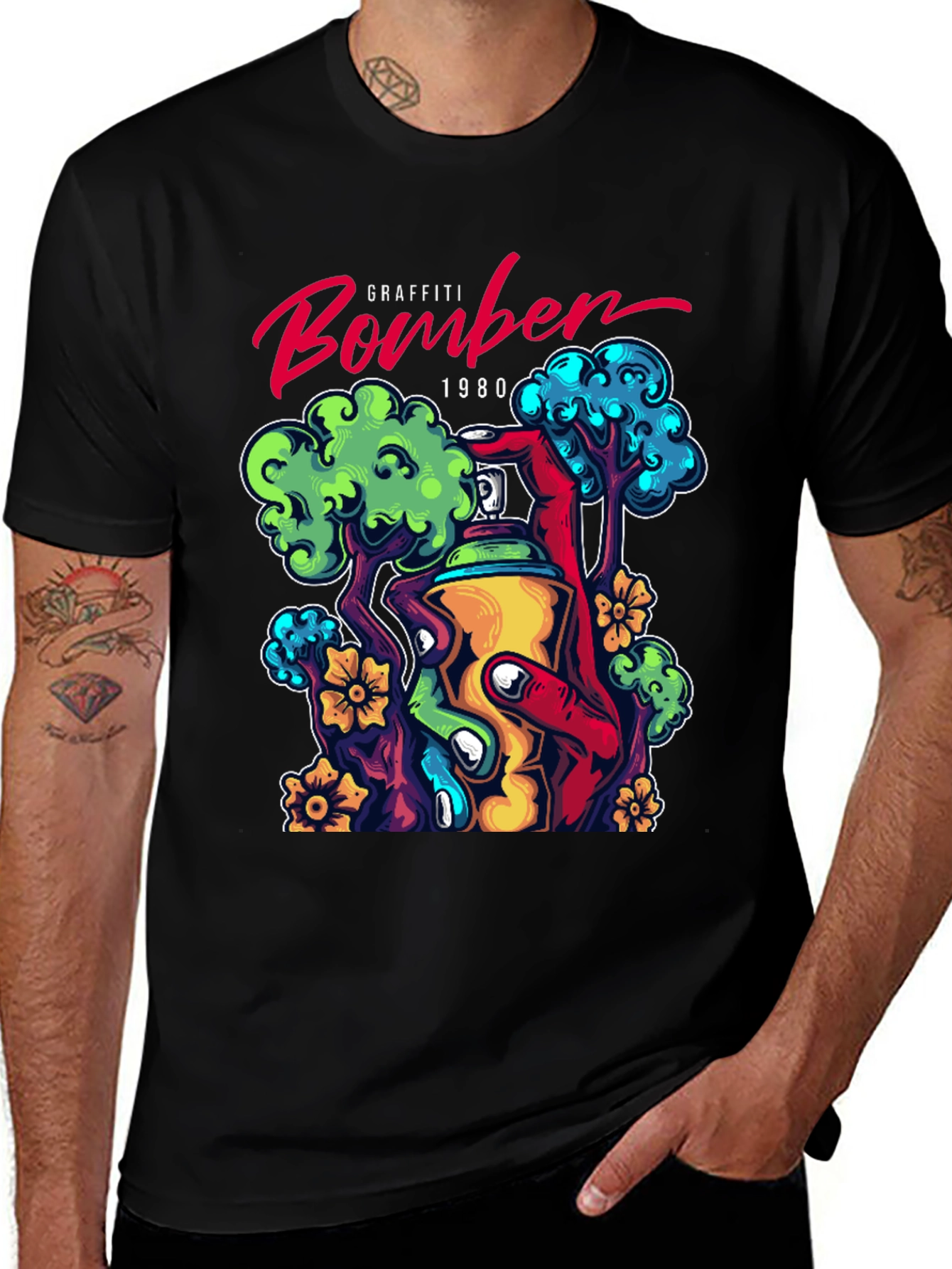 Graffiti Bomber 1980 Graphic T-Shirt