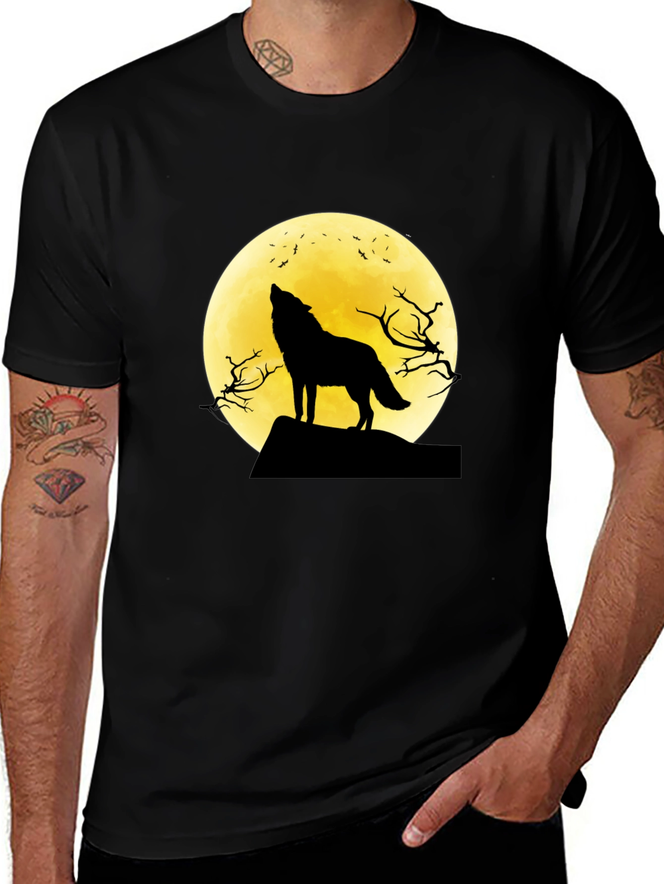 Variant 5 of Wolf Moon Graphic Tee - Black T-Shirt