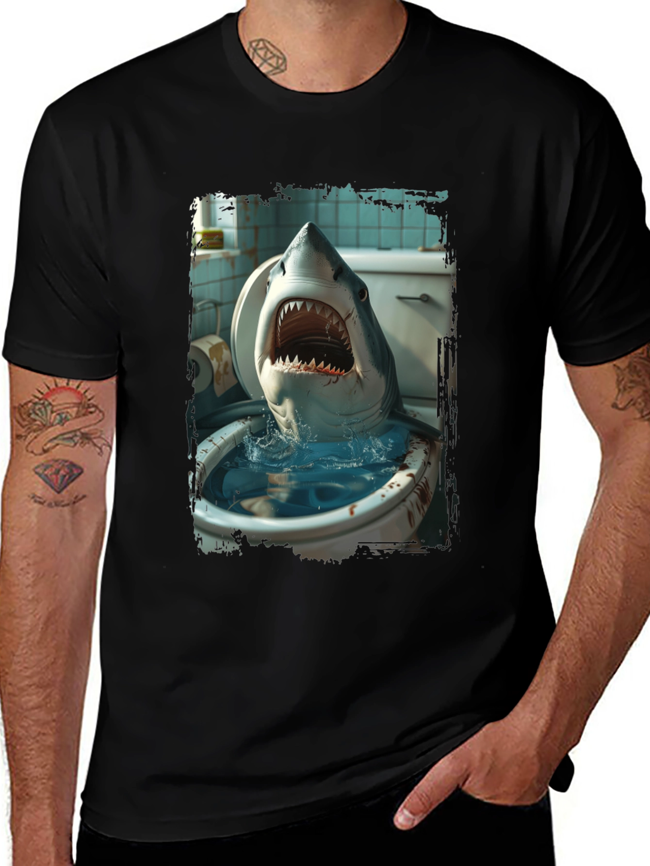 Variant 18 of Shark Toilet Humor T-Shirt