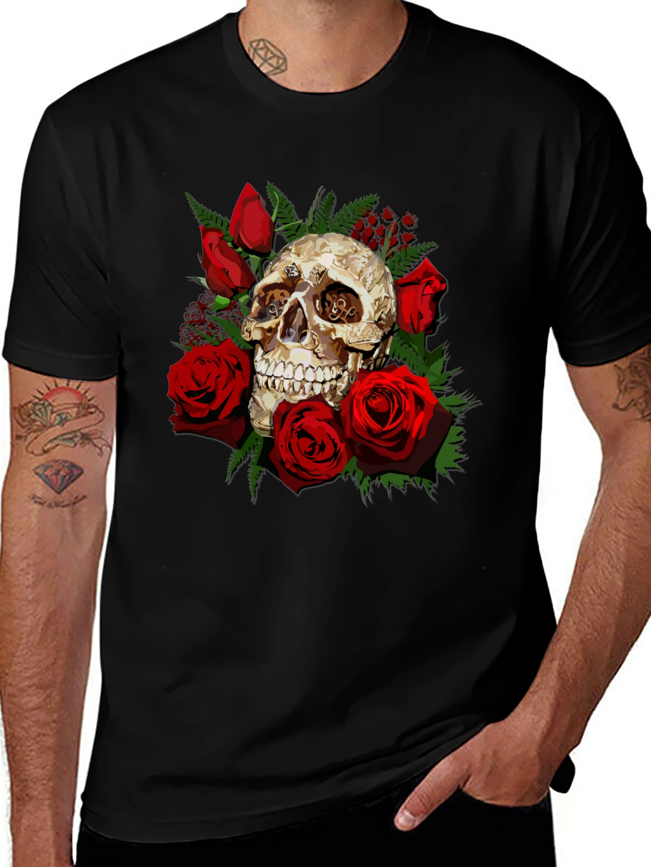 Variant 22 of Skull & Roses Graphic T-Shirt