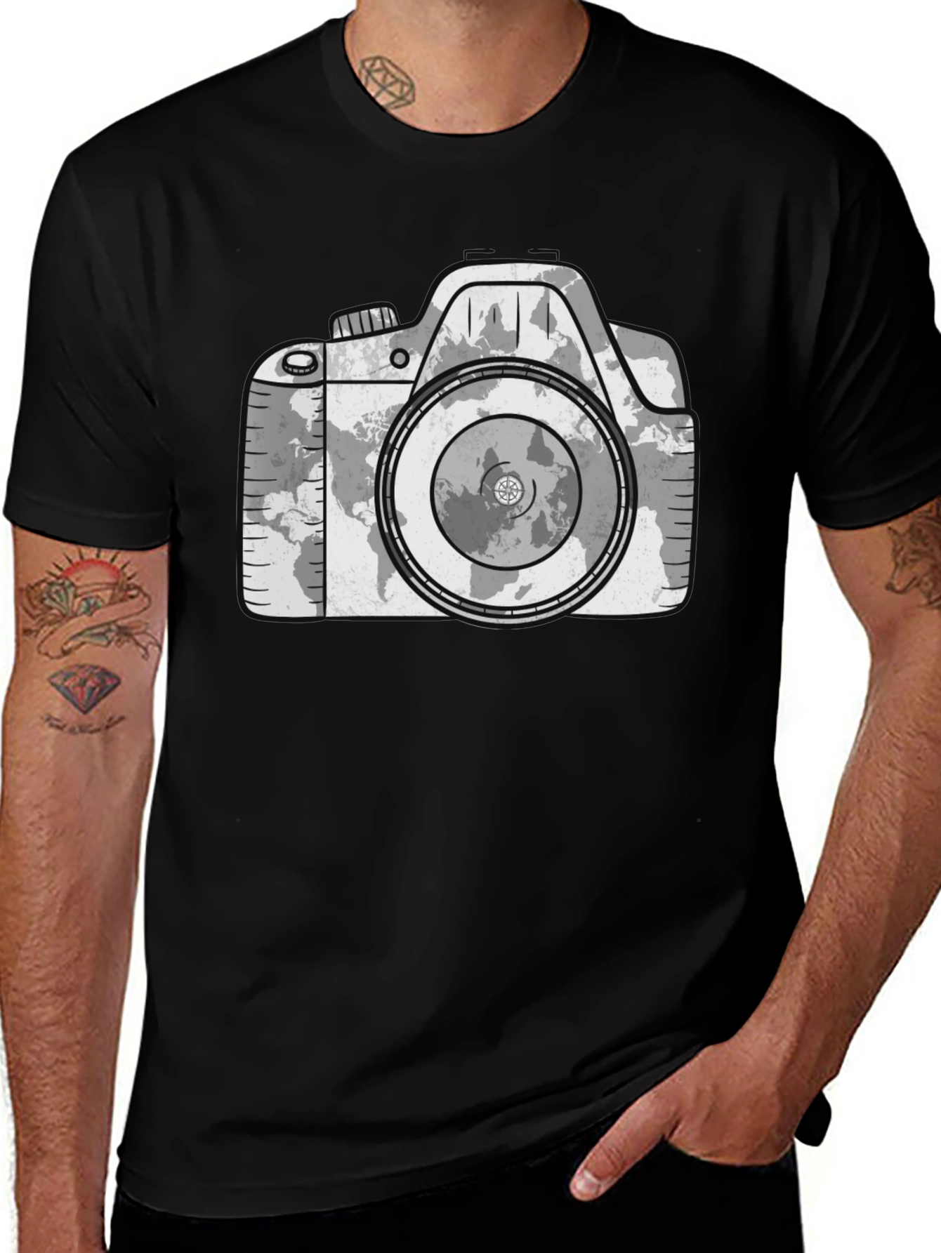 Variant 27 of Camera World Map Graphic T-Shirt
