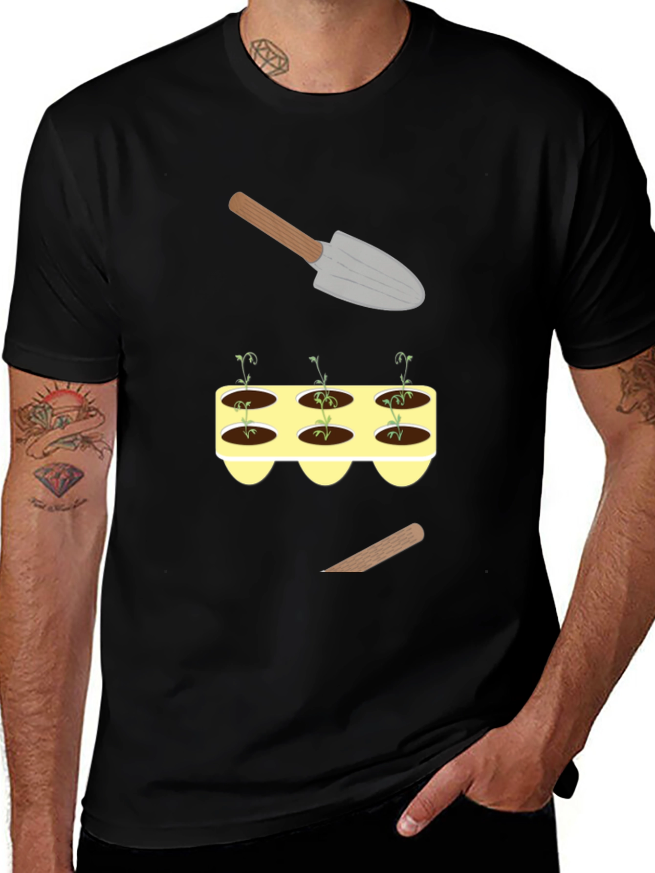 Variant 17 of Gardening T-Shirt: Sprouts & Tools Graphic Tee