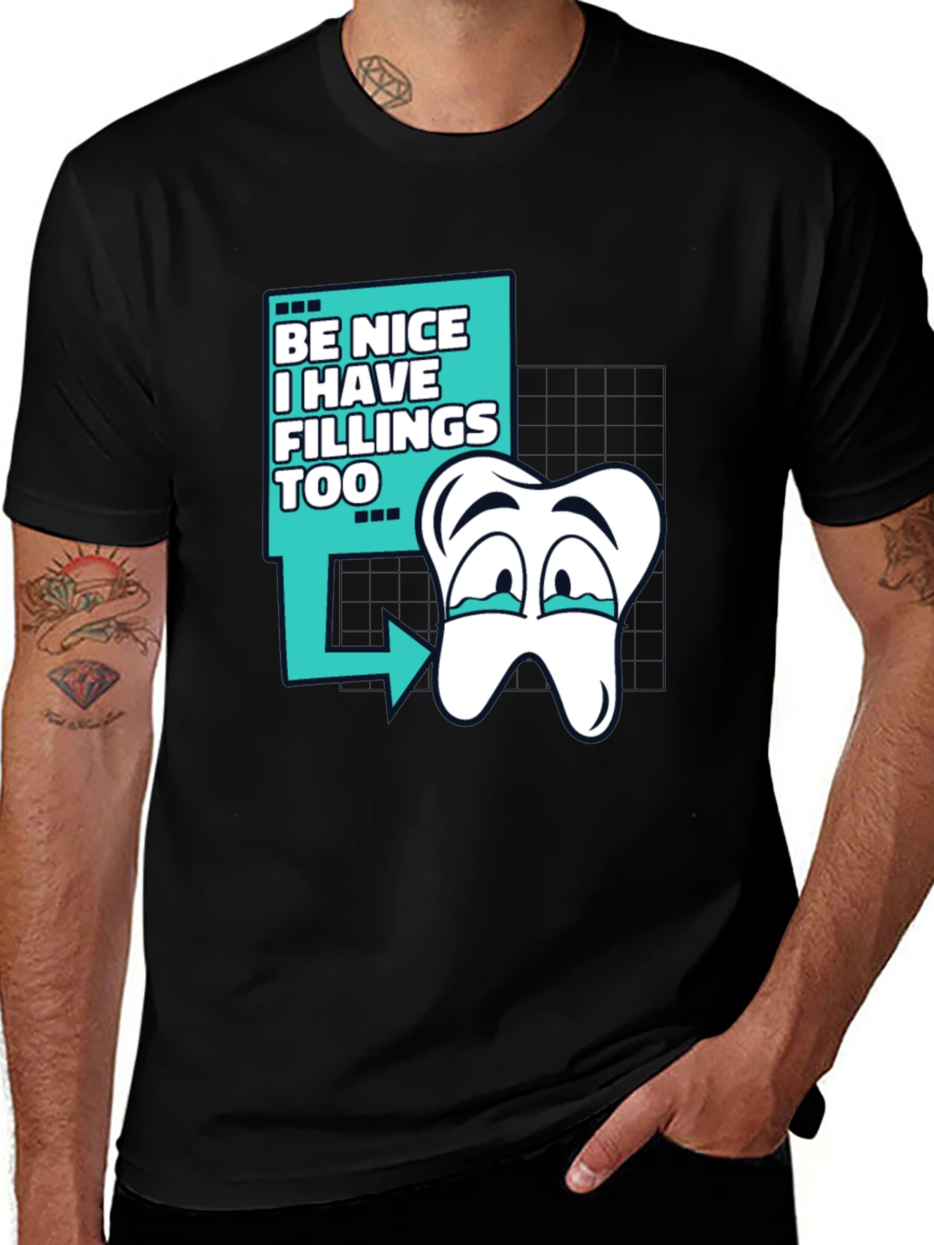 Variant 2 of Be Nice I Have Fillings Too - Novelty Graphic T-Shirt