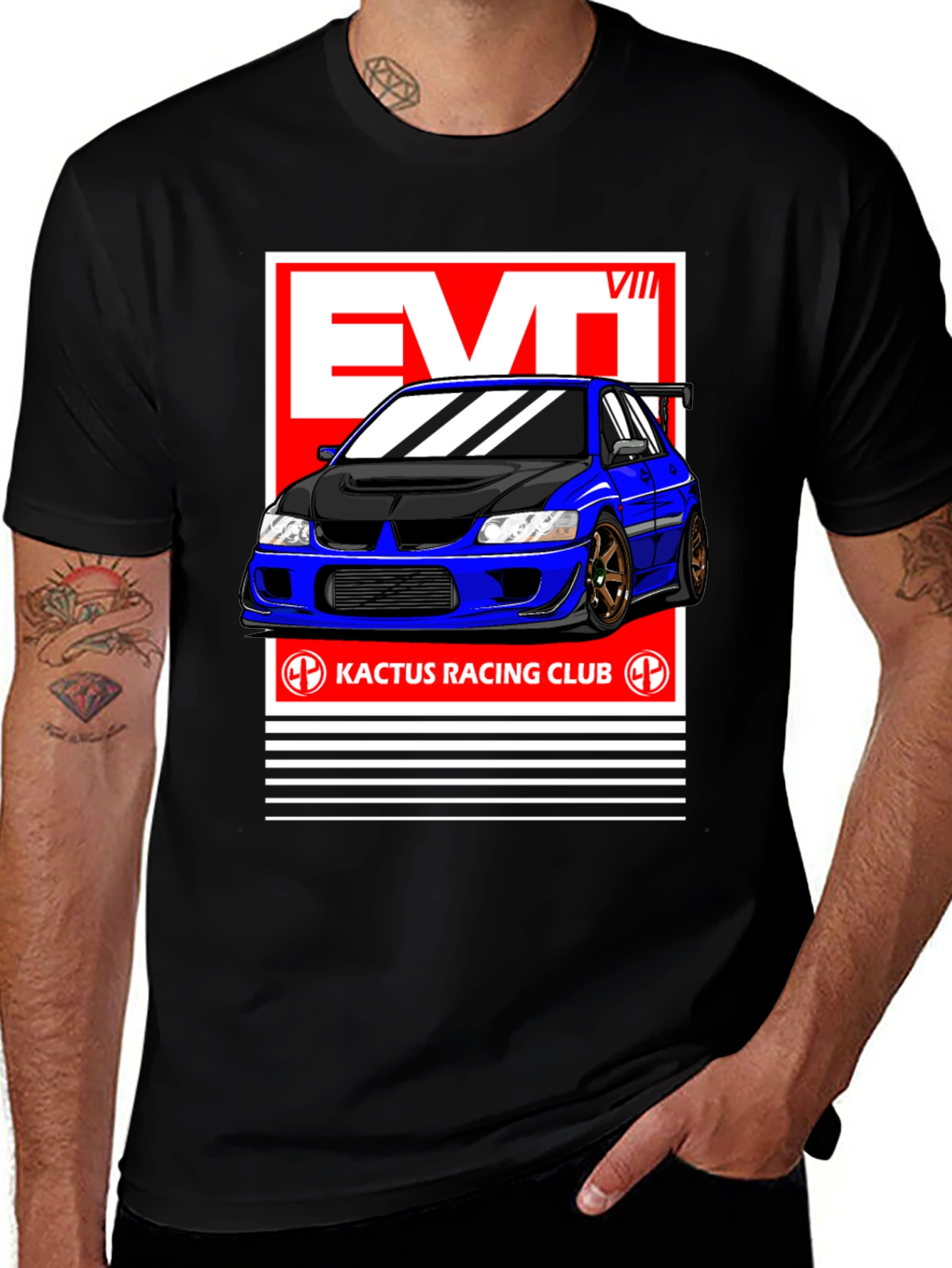 Variant 19 of Evo VIII Kactus Racing Club Black T-Shirt
