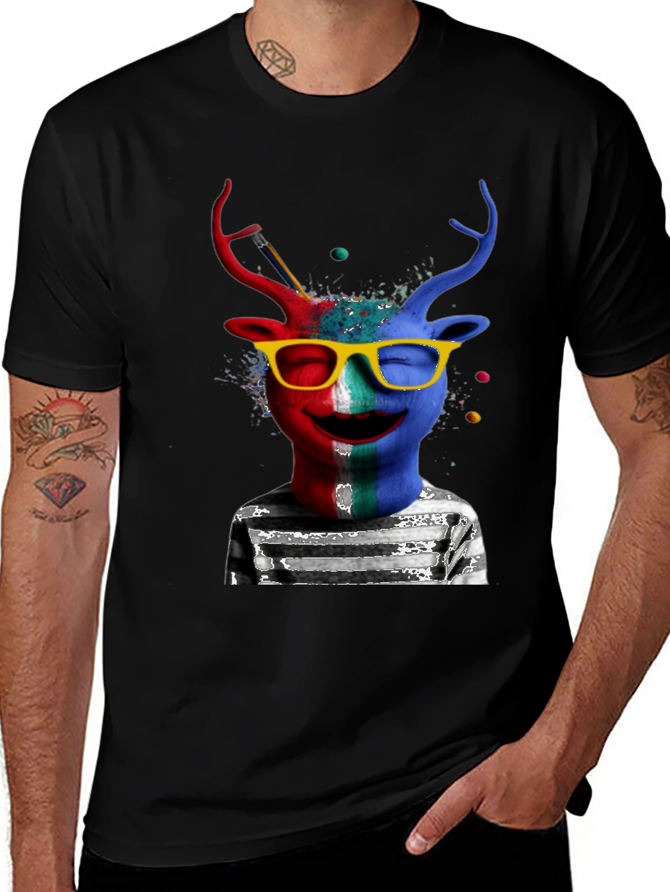 Variant 30 of Artsy Deer Graphic T-Shirt - Quirky Style
