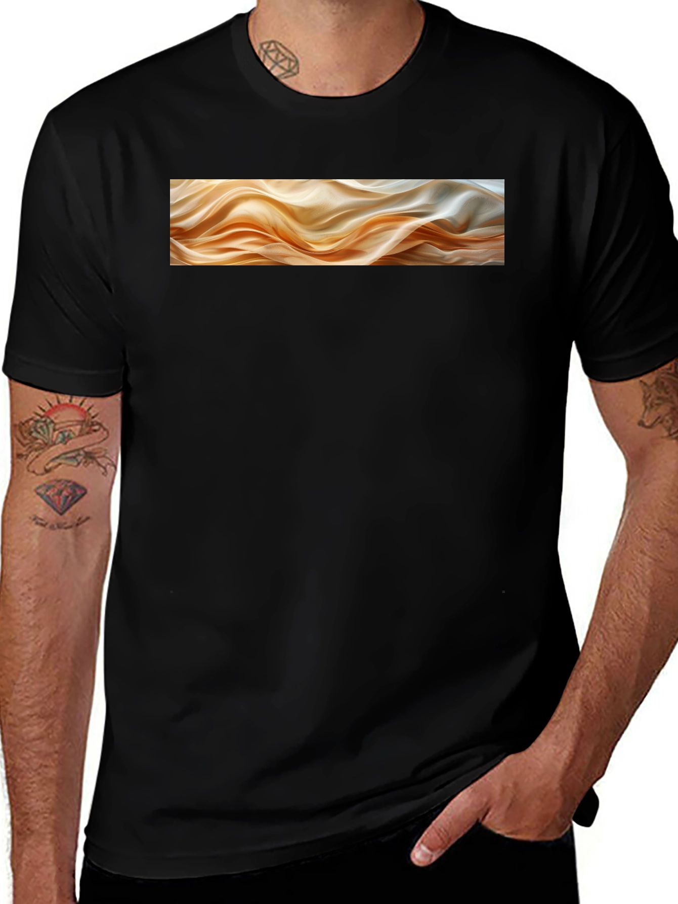Variant 26 of Abstract Waves Graphic Black T-Shirt