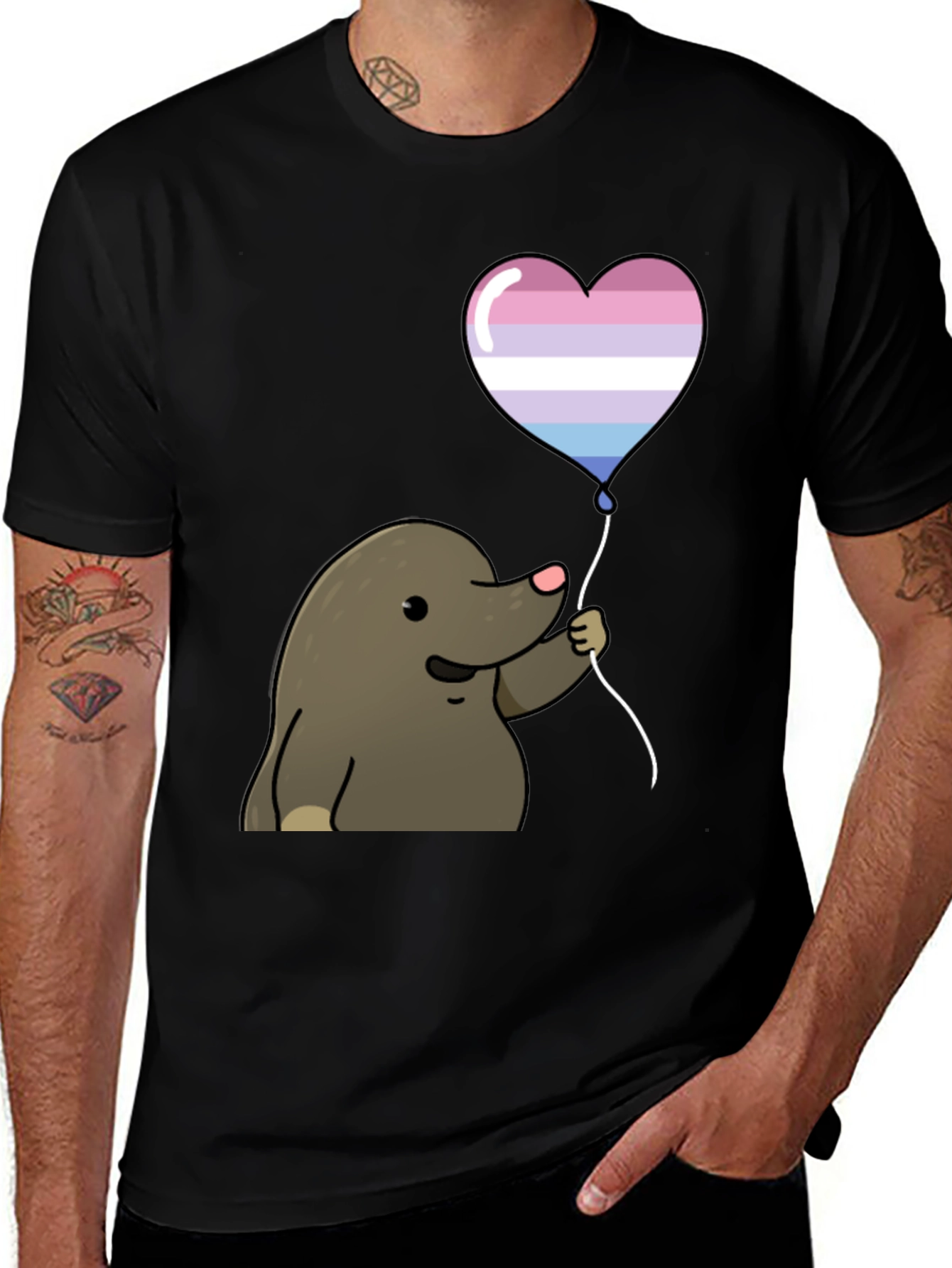 Mole with Transgender Pride Heart Balloon T-Shirt