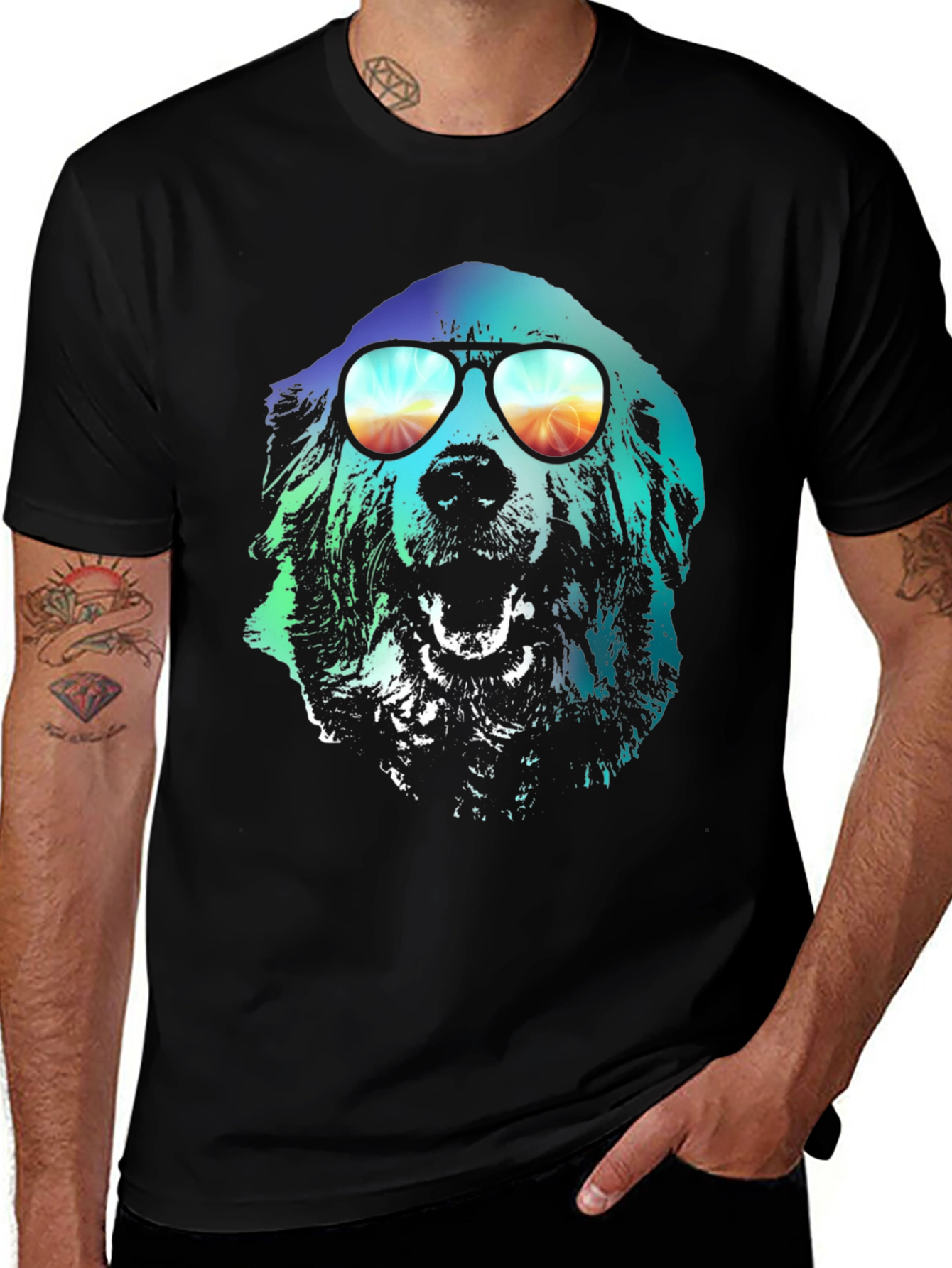 Variant 19 of Cool Dog Graphic T-Shirt - Unisex Black Tee