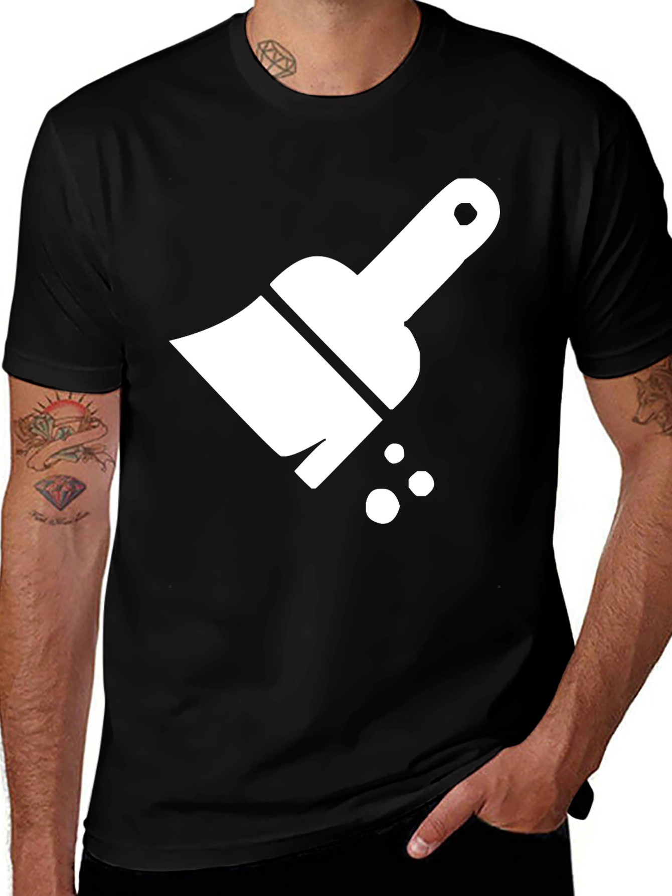 Variant 11 of Painter's Brush Graphic Tee - Black Casual Shirt