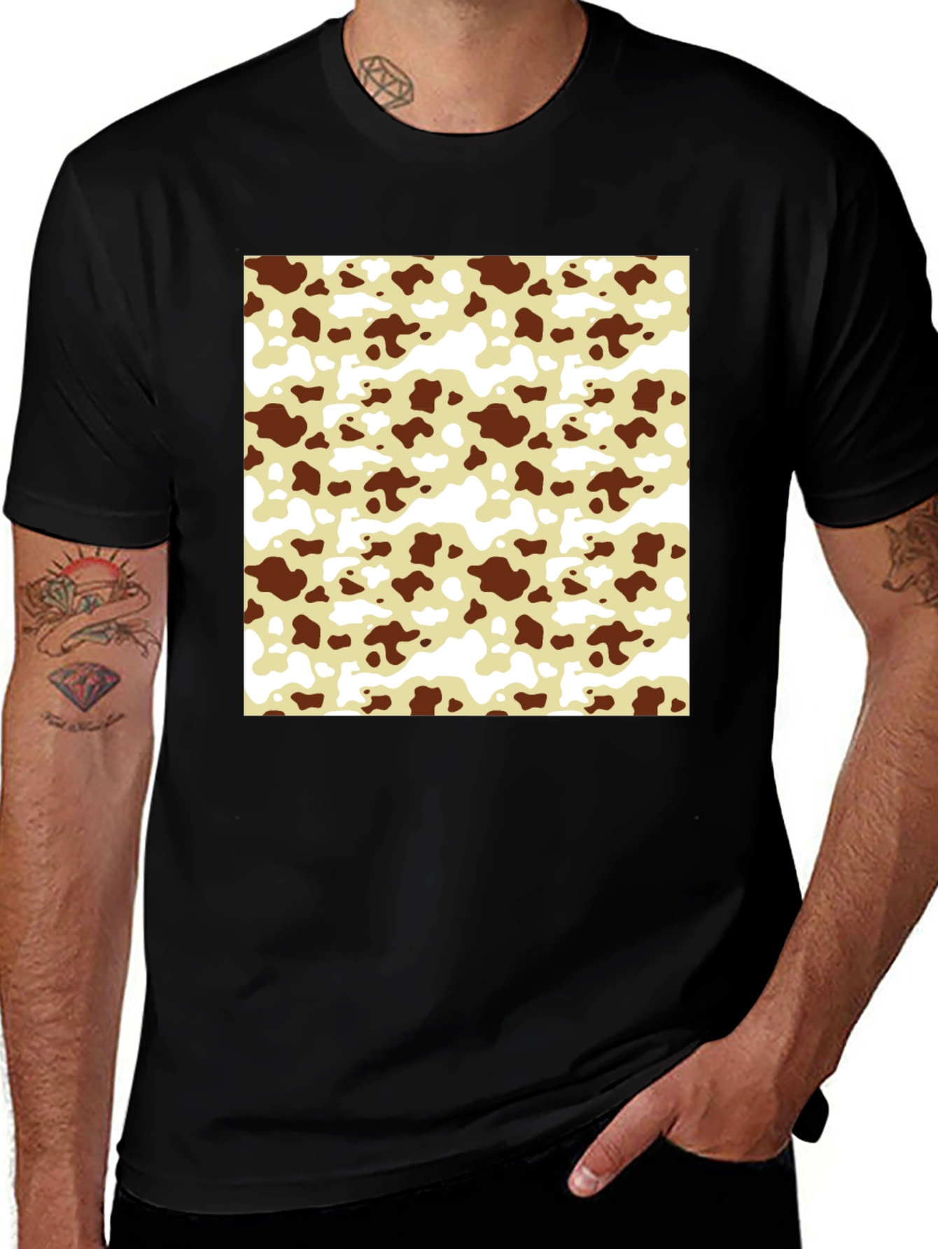Variant 18 of Cow Pattern T-Shirt - Black