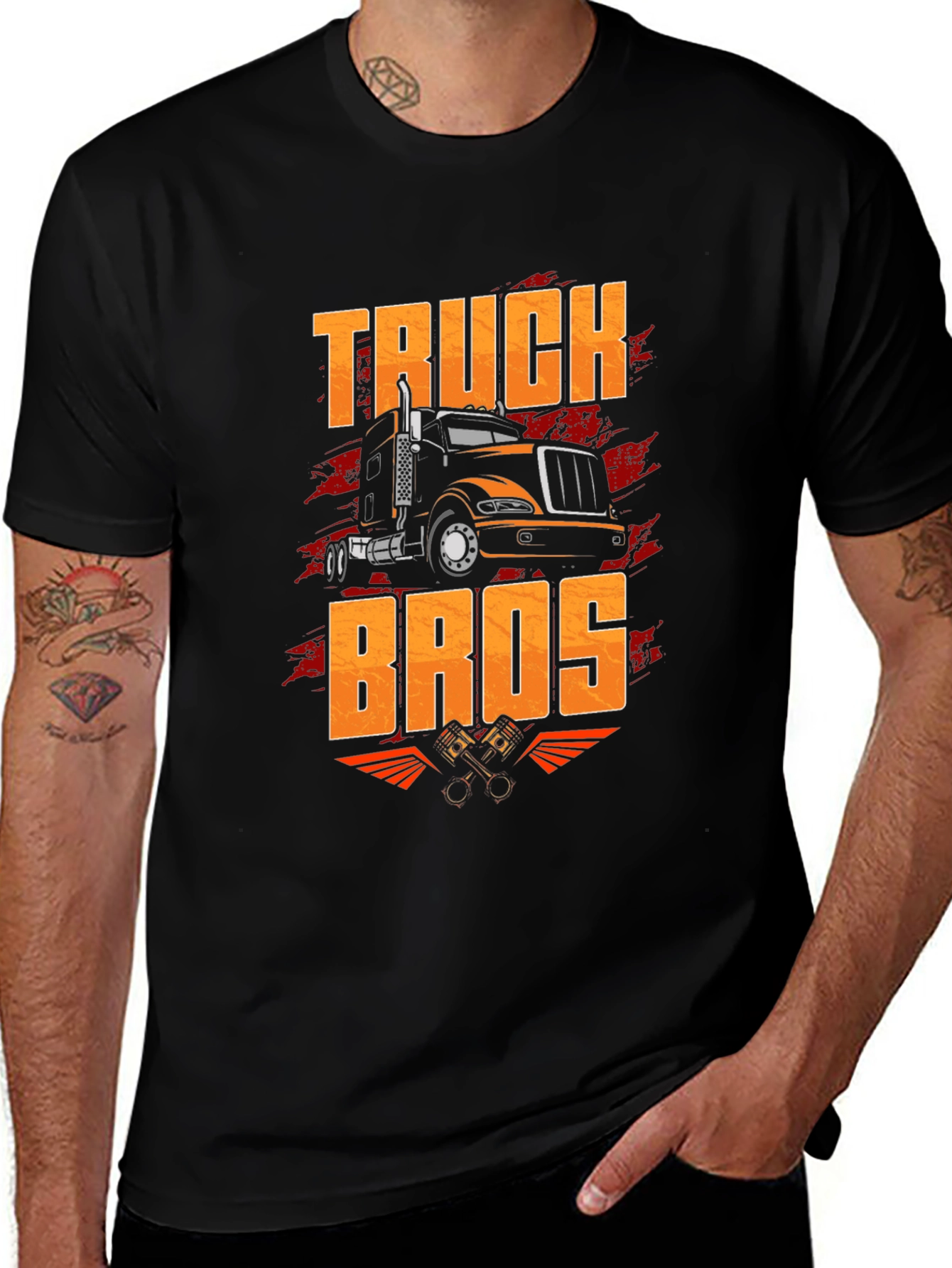 Variant 25 of Truck Bros Graphic Tee - Black Crew Neck T-Shirt
