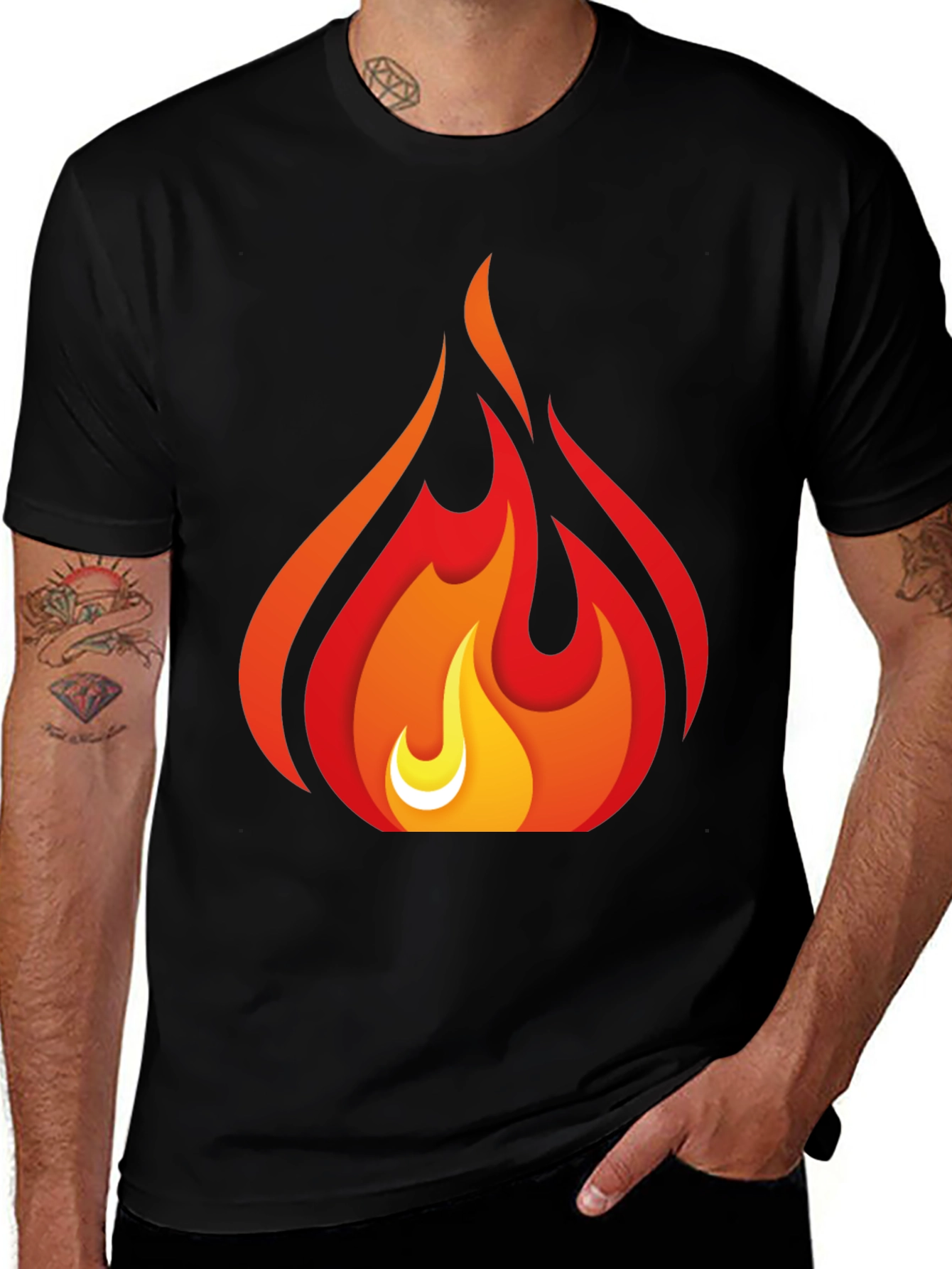 Variant 11 of Fiery Flame Graphic Tee - Bold Black T-Shirt