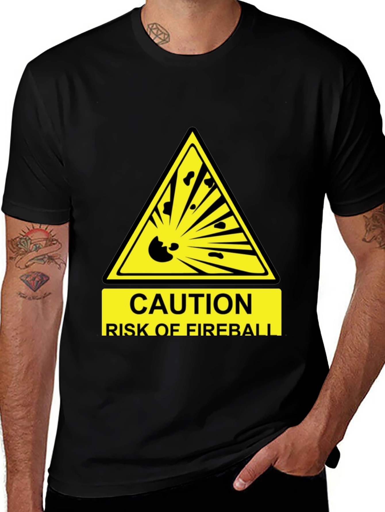 Caution Fireball T-Shirt - Funny Hazard Tee