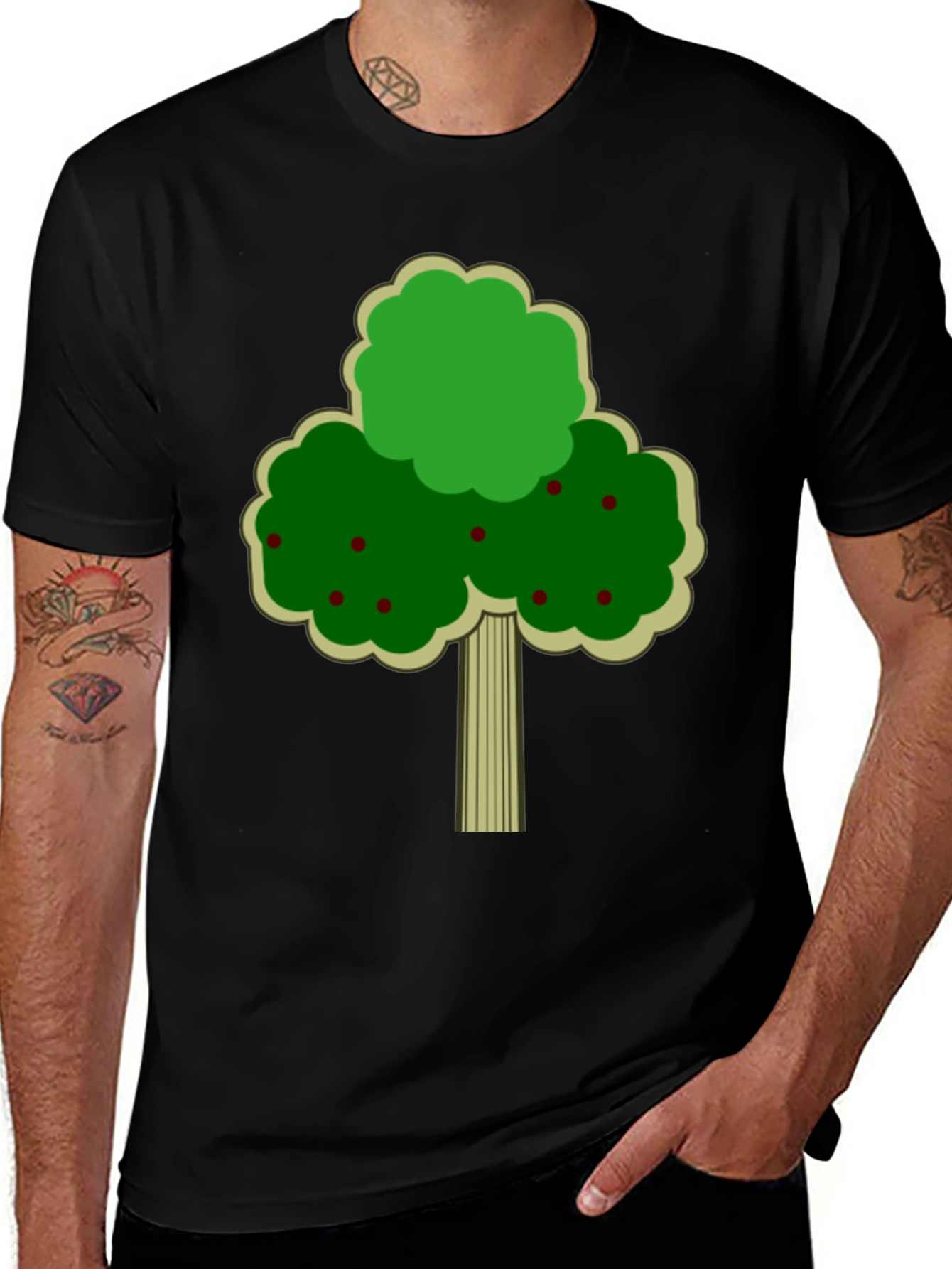 Variant 26 of Fruit Tree Graphic Tee - Black Cotton T-Shirt