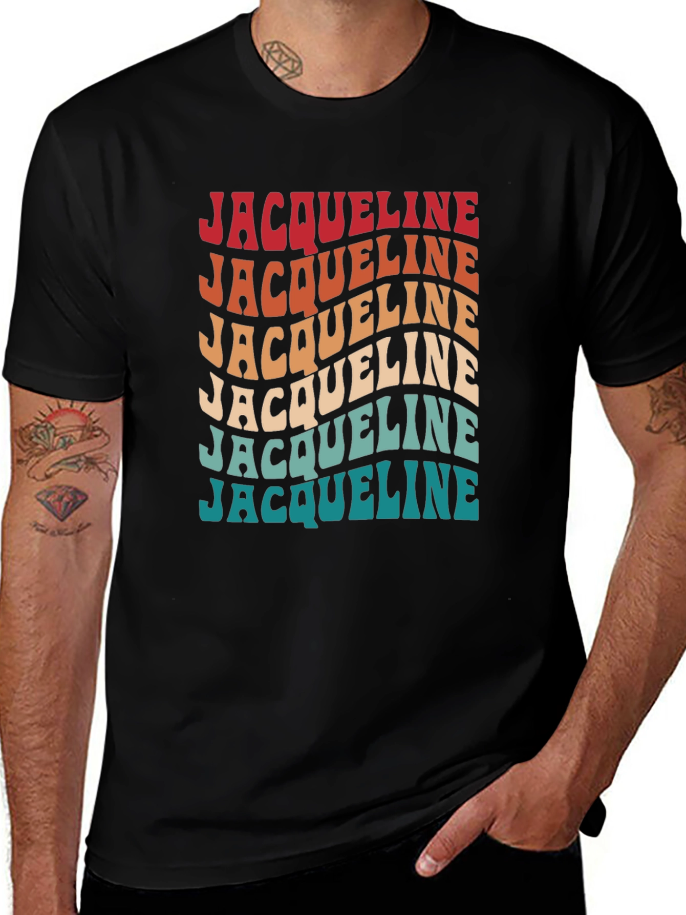 Jacqueline Retro Wavy Text T-Shirt