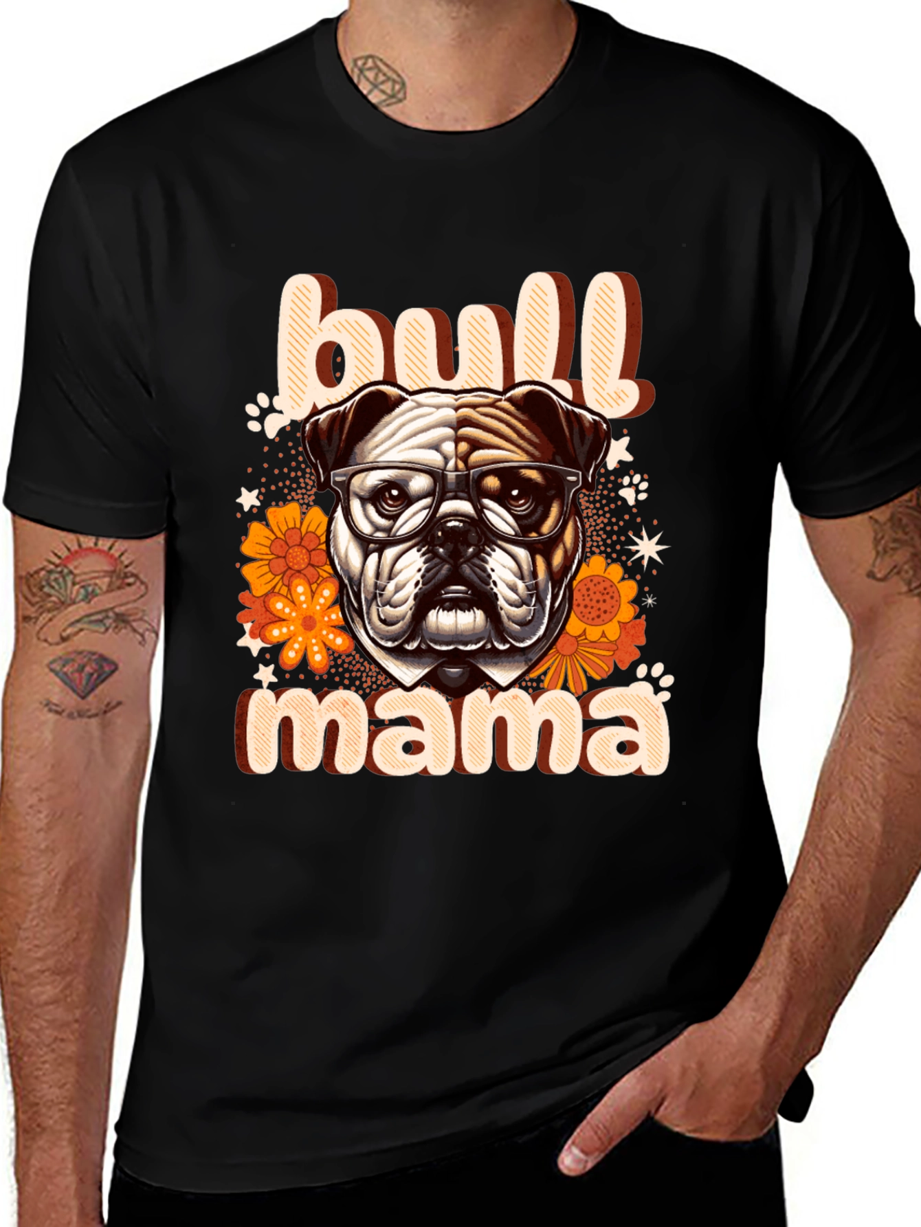 Variant 28 of Bull Mama T-Shirt: Cute Bulldog Mom Tee