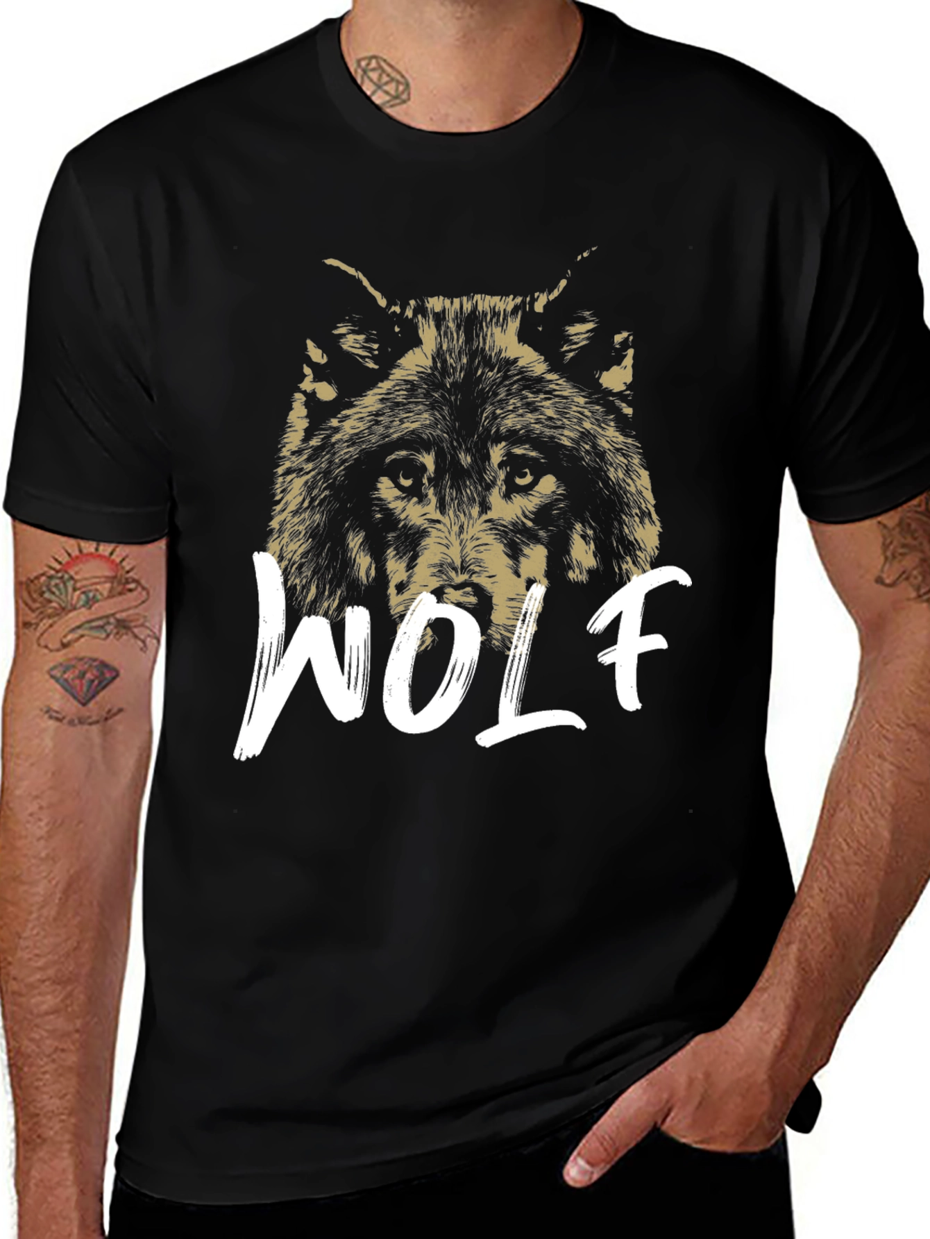 Variant 4 of Wolf Graphic Print Black T-Shirt