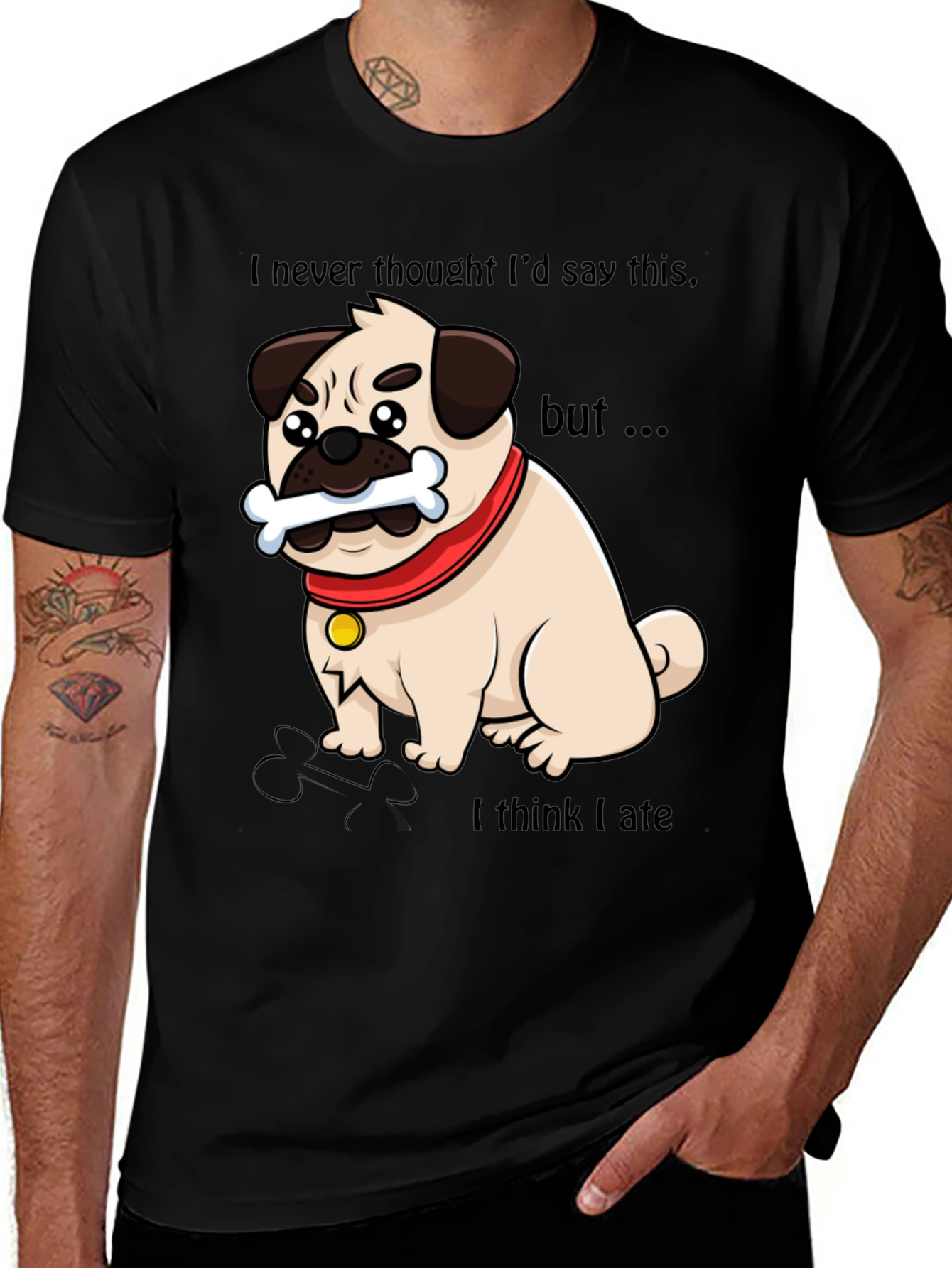 Variant 23 of Funny Pug Dog Graphic T-Shirt - Bone Appétit!