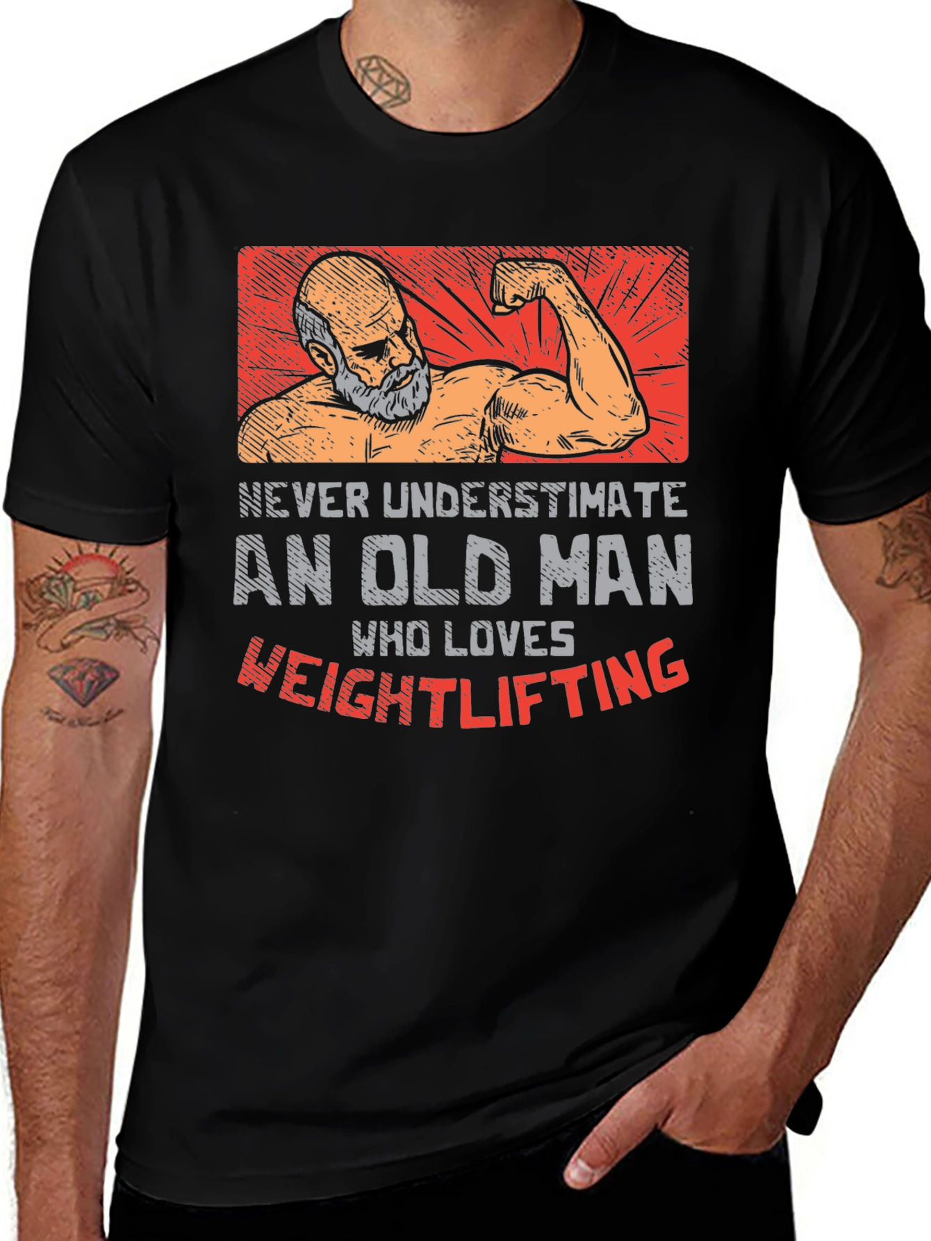 Variant 23 of Old Man Weightlifting T-Shirt