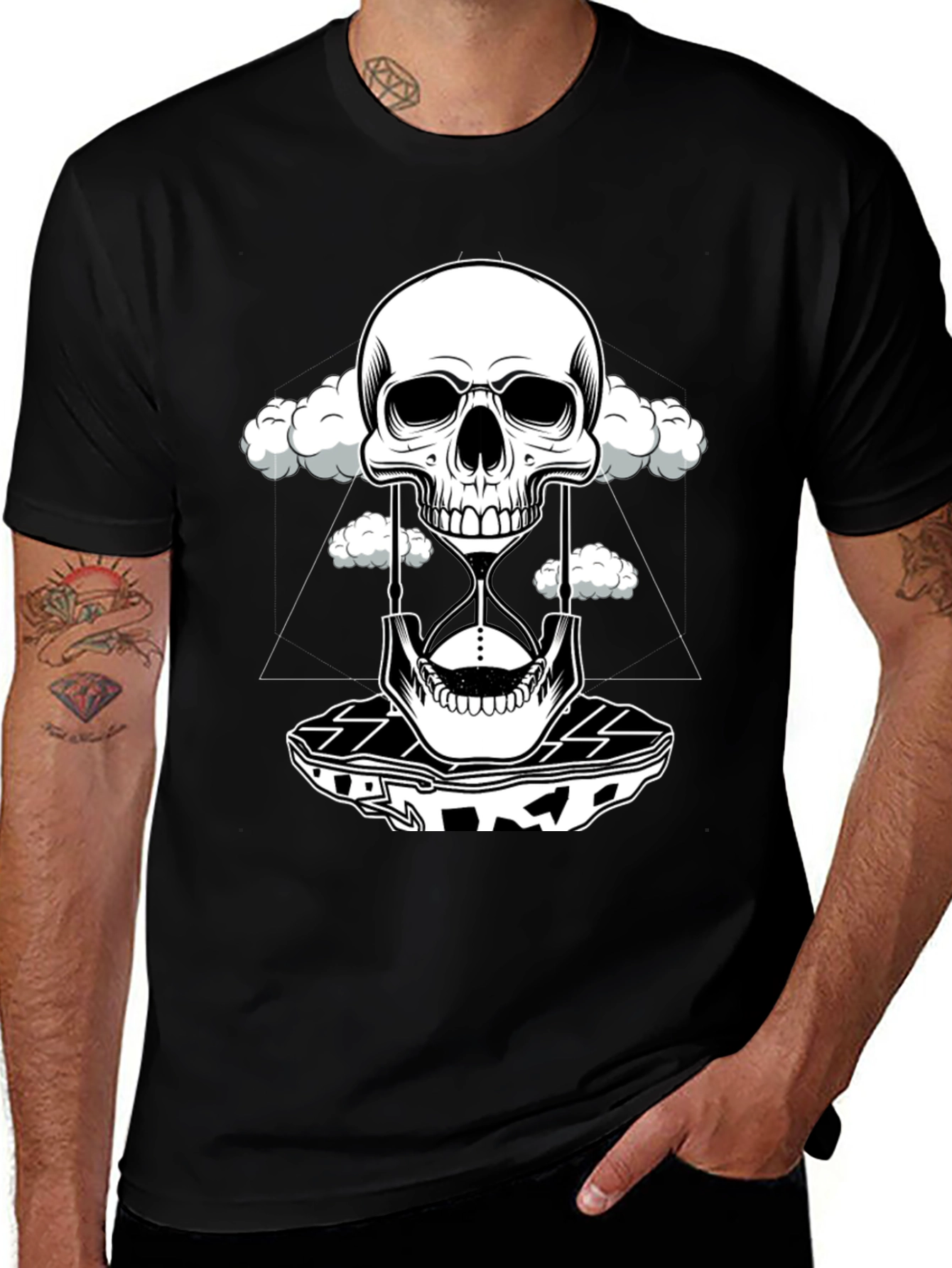 Variant 20 of Skull Hourglass Graphic T-Shirt - Black