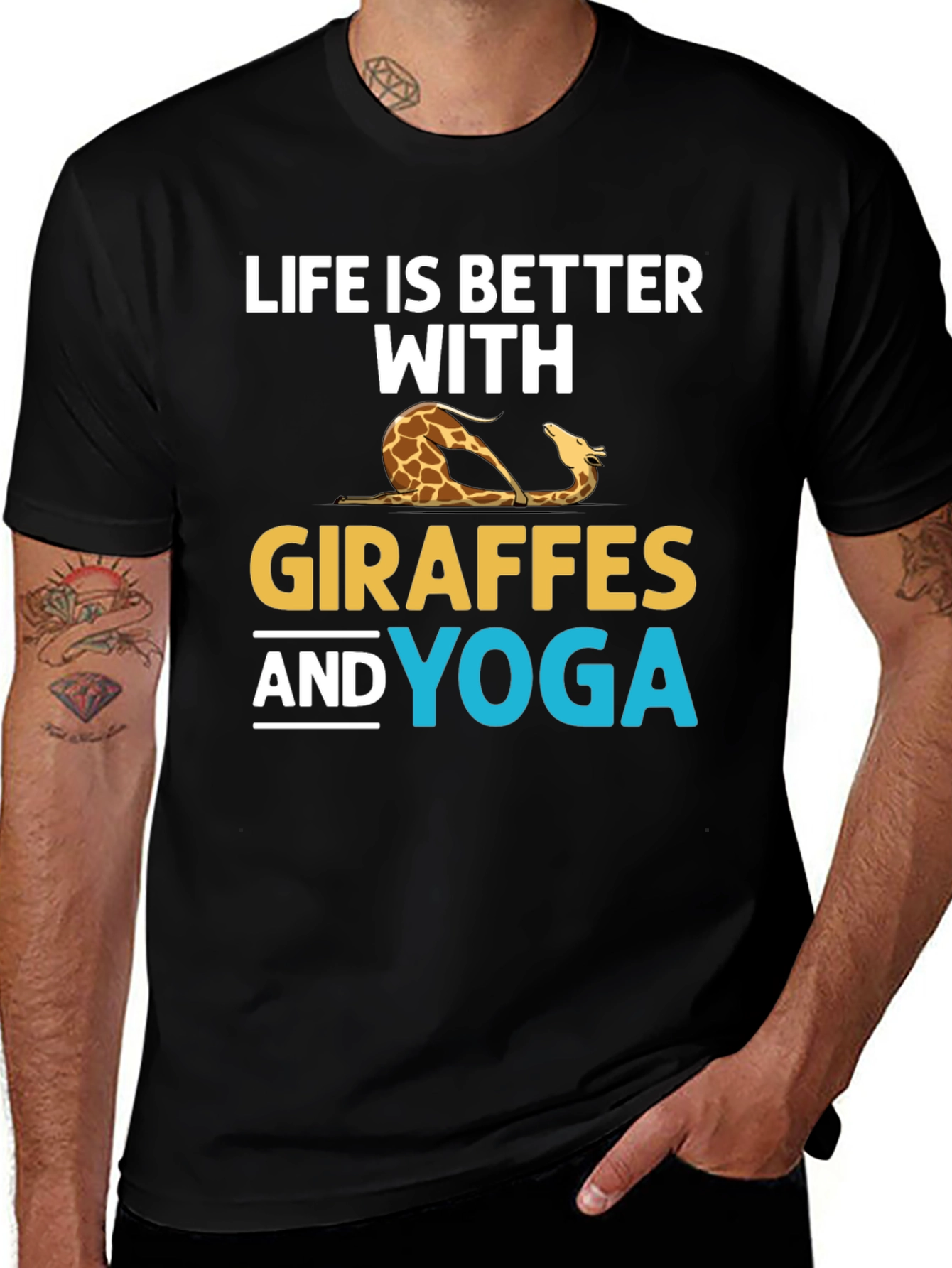 Variant 15 of Life is Better with Giraffes and Yoga Graphic Tee