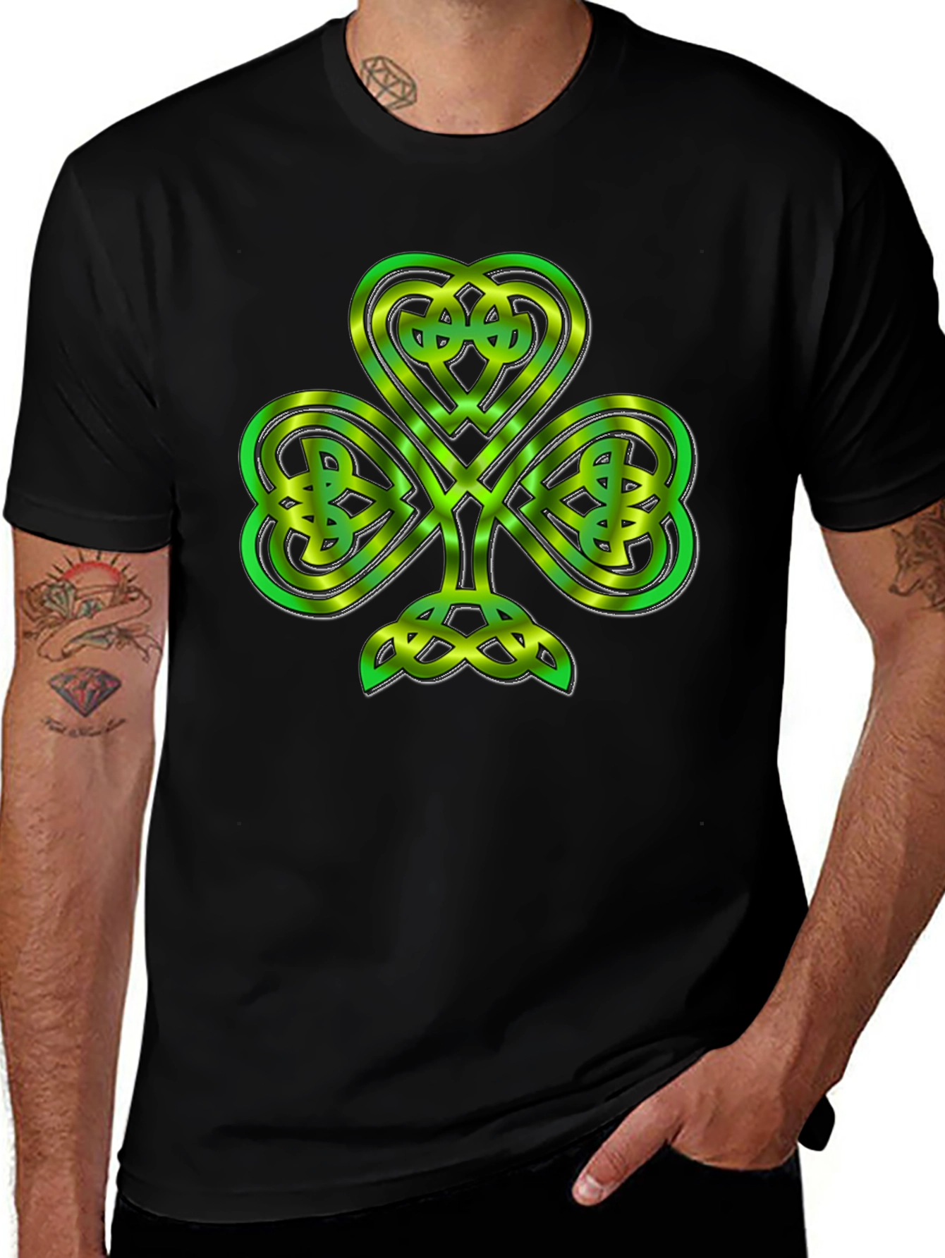 Variant 9 of Celtic Shamrock T-Shirt - Black