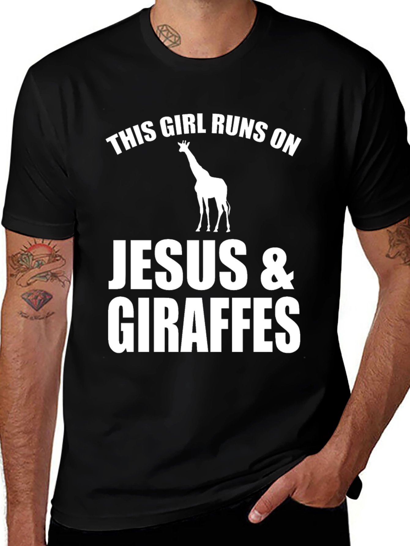 Variant 5 of Giraffe Lover T-Shirt - Runs on Jesus & Giraffes