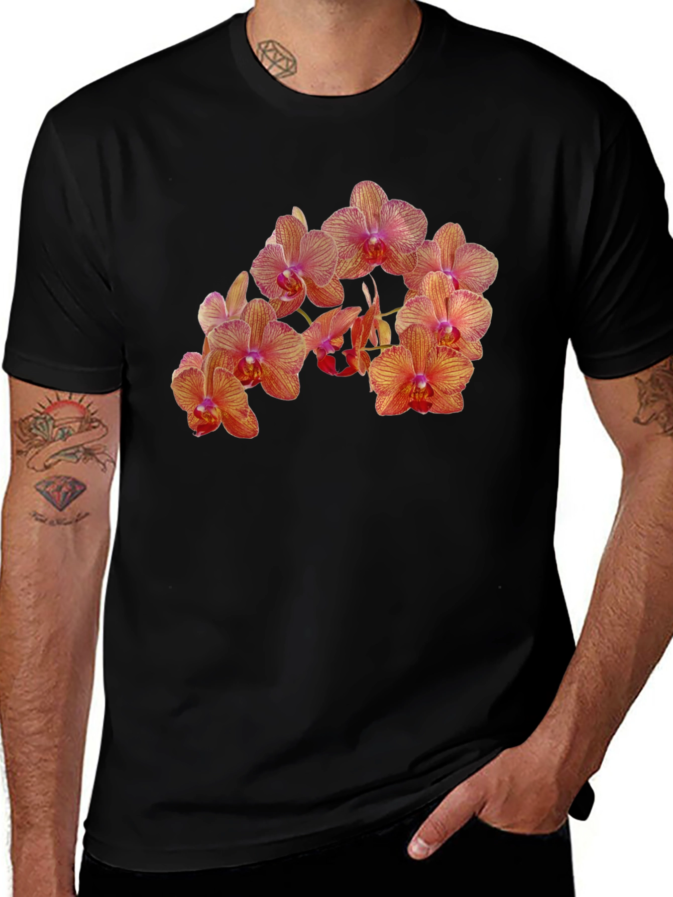 Variant 15 of Orchid Flower Print T-Shirt
