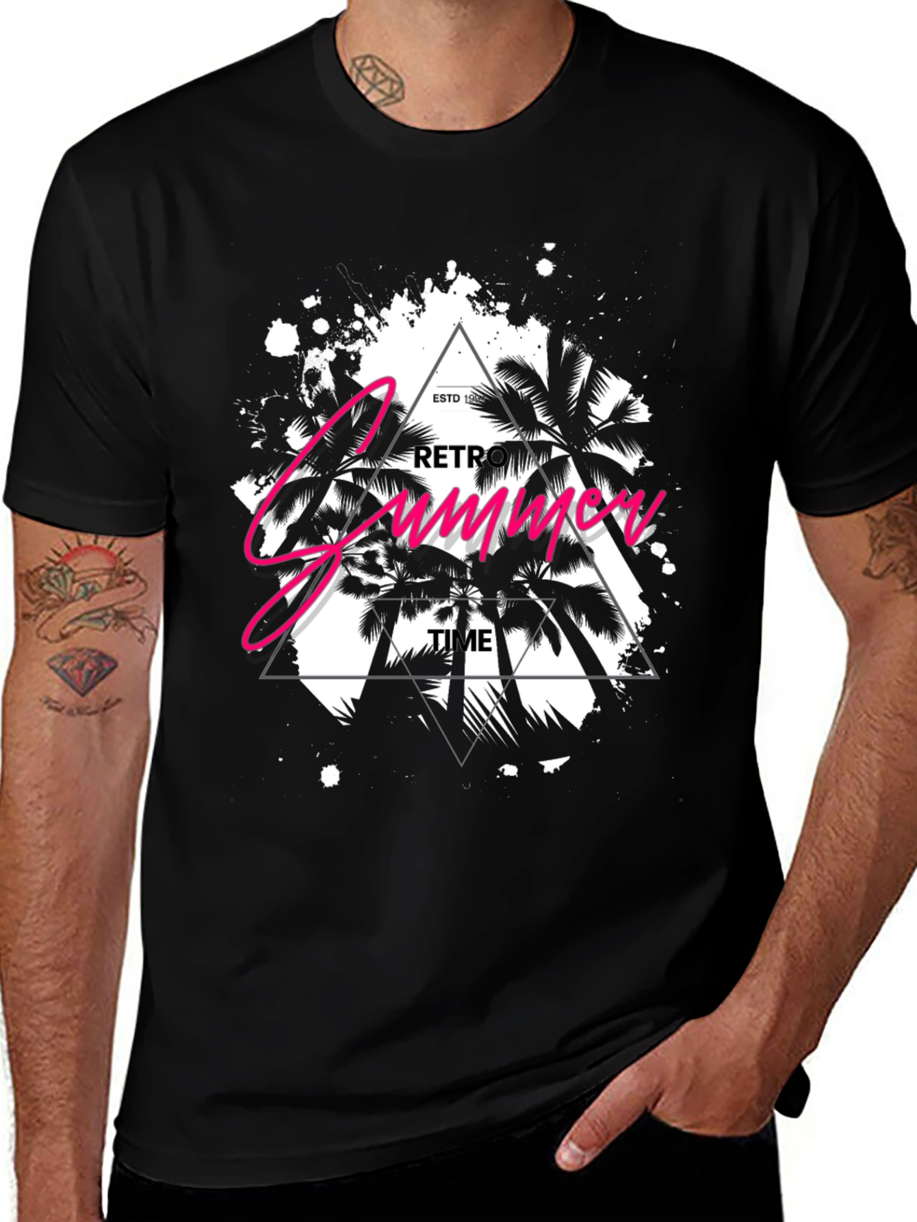 Variant 5 of Retro Summer Time Graphic T-Shirt - Black